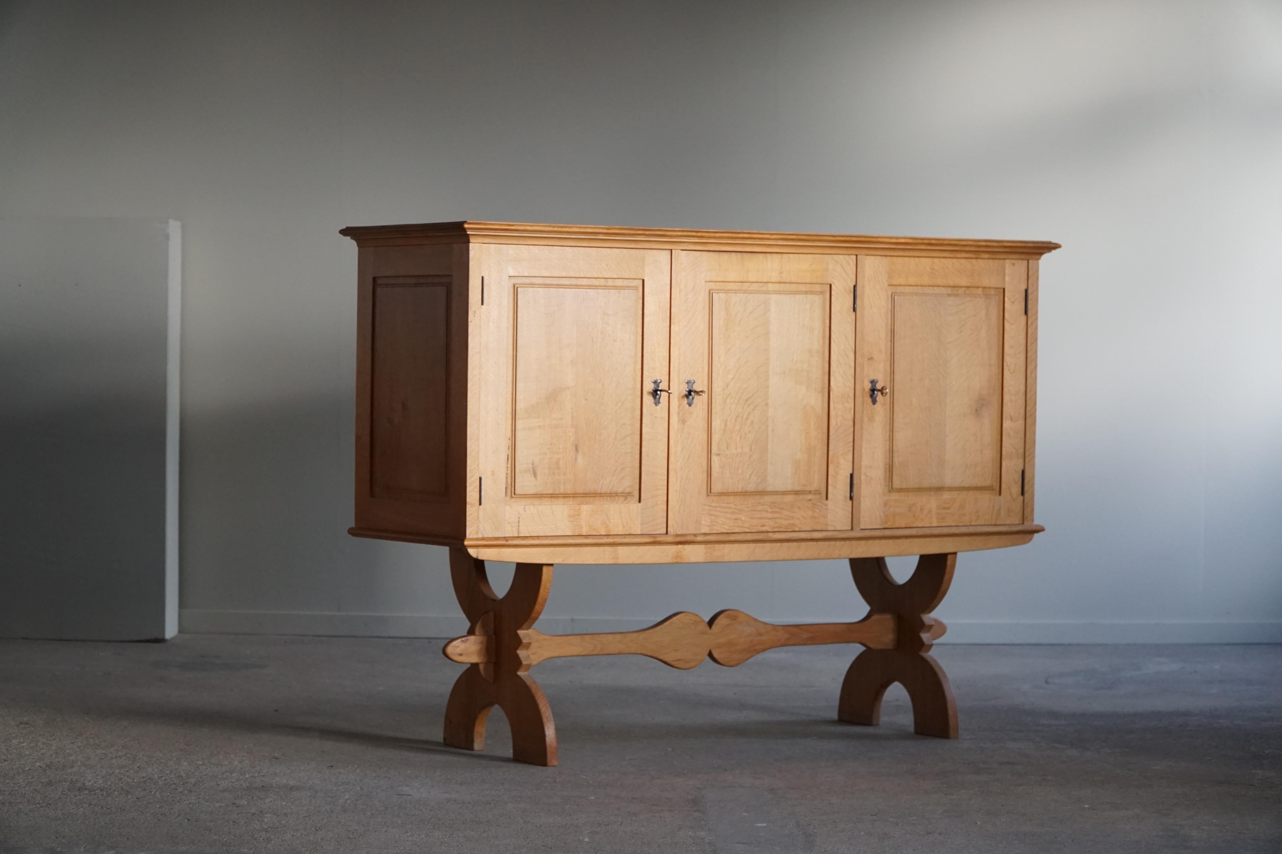 Midcentury Rectangular Cabinet in Solid Oak, Made in Denmark, 1950s 1