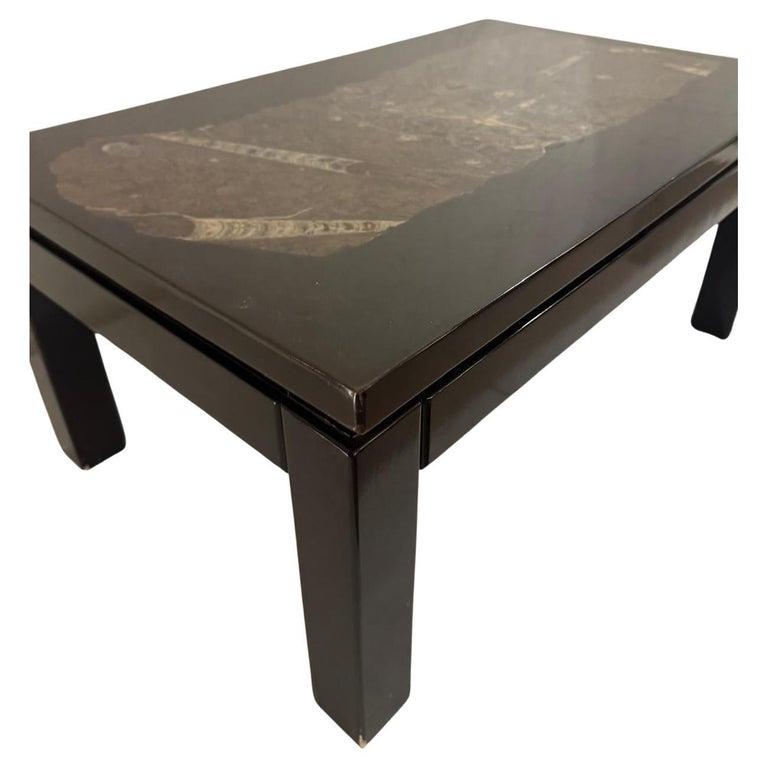 Mid-Century Modern Rectangular Coffee Table by Etienne Allemeersch, Fossilized Stone Top, 1970s