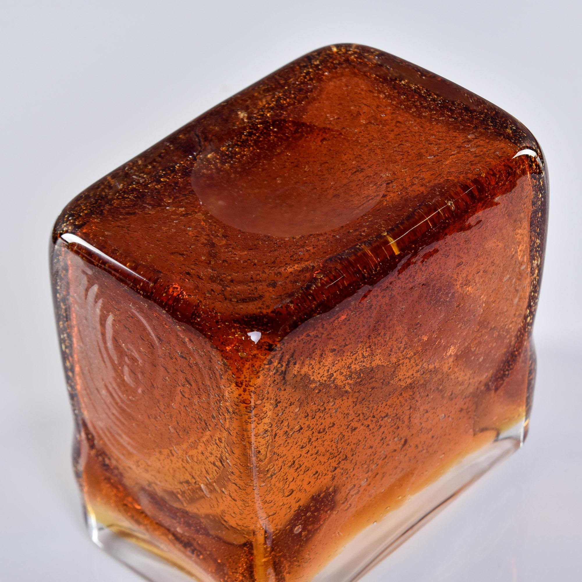 Vaso di Murano rettangolare di metà secolo, ambra scura in vendita 2
