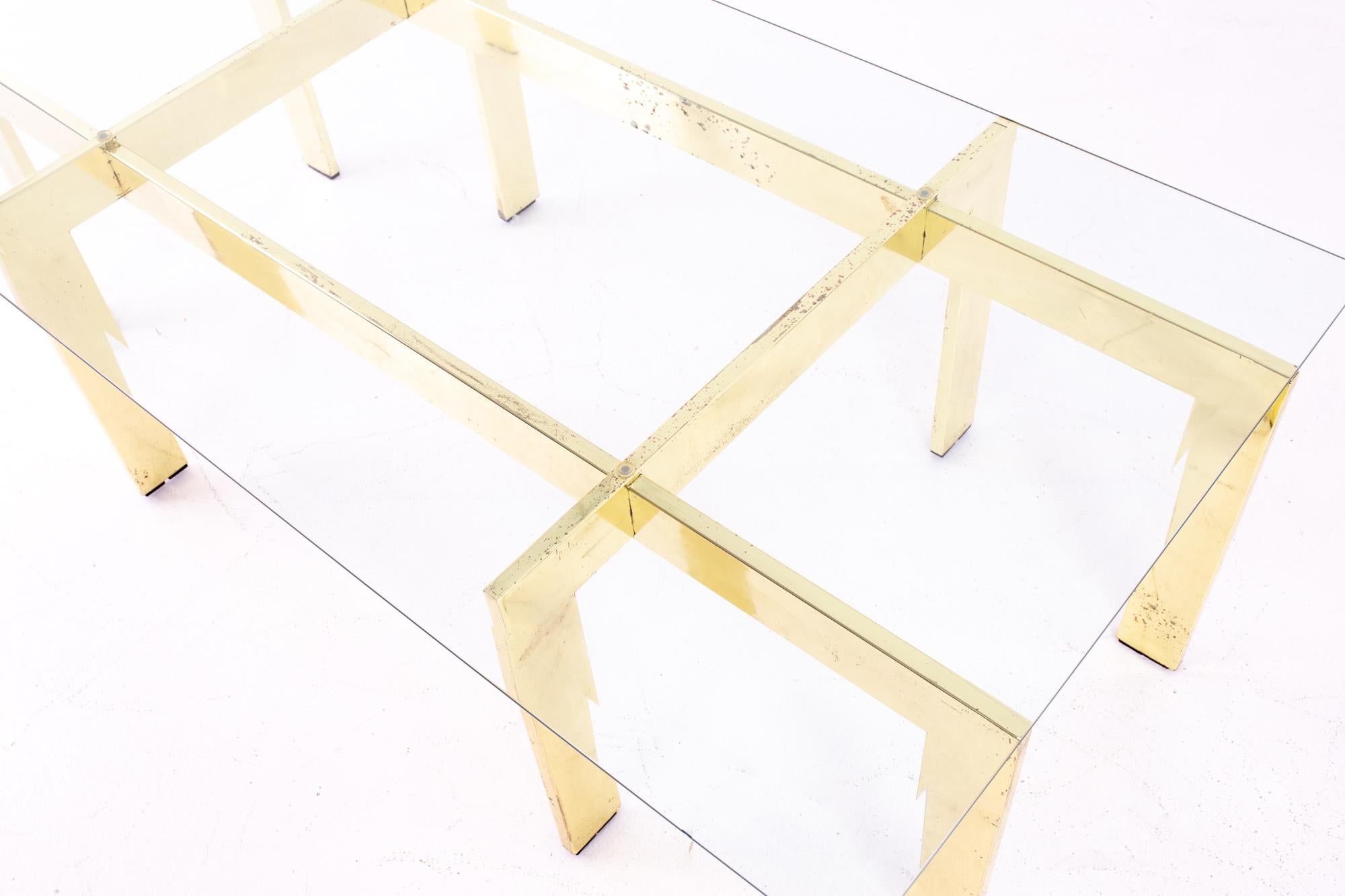 American Mid Century Rectangular Glass and Brass Coffee Table For Sale