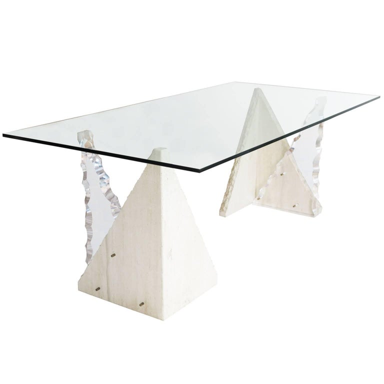 glass dining table oval midcentury rectangular glass dining table with limestone and lucite legs for sale glass dining table oval midcentury rectangular glass dining table with limestone and lucite legs for sale