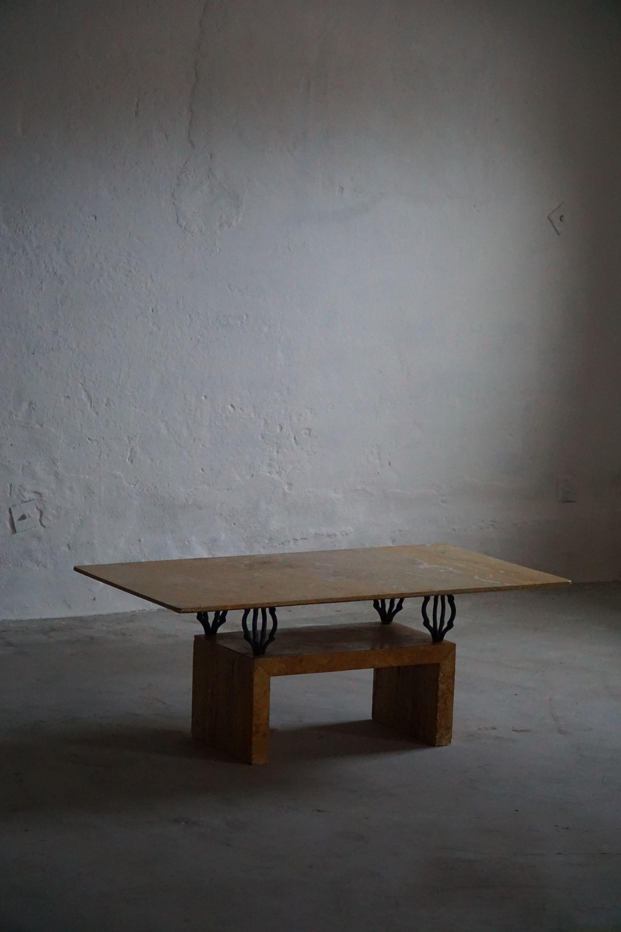 Mid Century Rectangular Marble Coffee Table, Made in Italy, 1970s For Sale 3