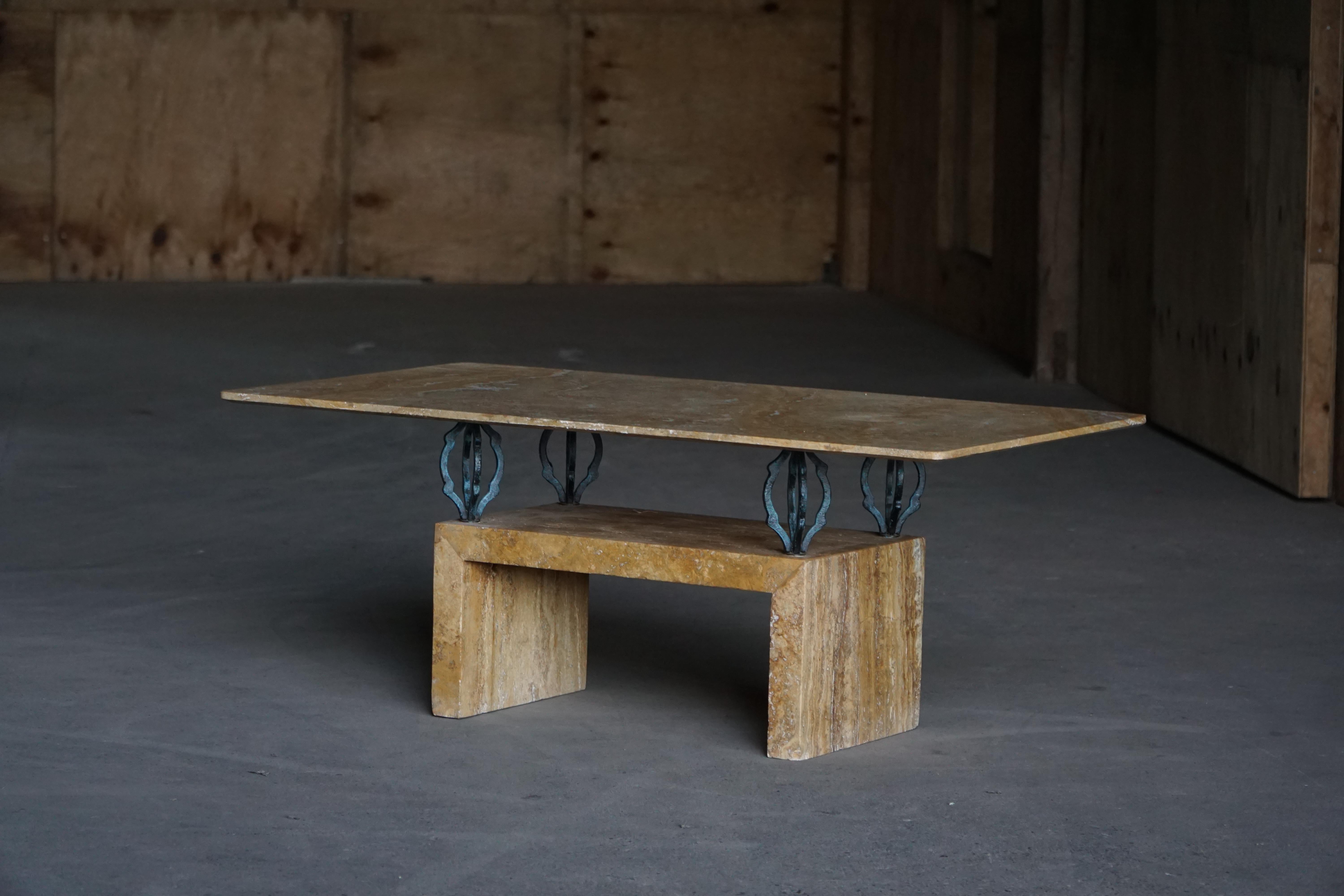 Mesa de centro rectangular de mármol de mediados de siglo, Made in Italy, años 70 en venta 5