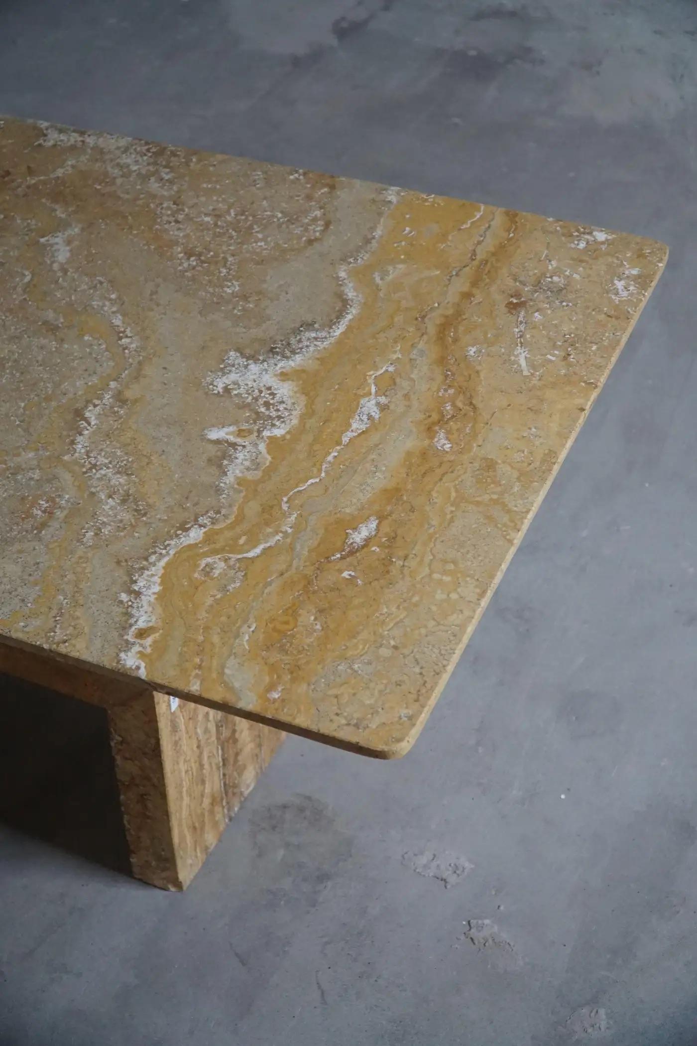 Mesa de centro rectangular de mármol de mediados de siglo, Made in Italy, años 70 en venta 6