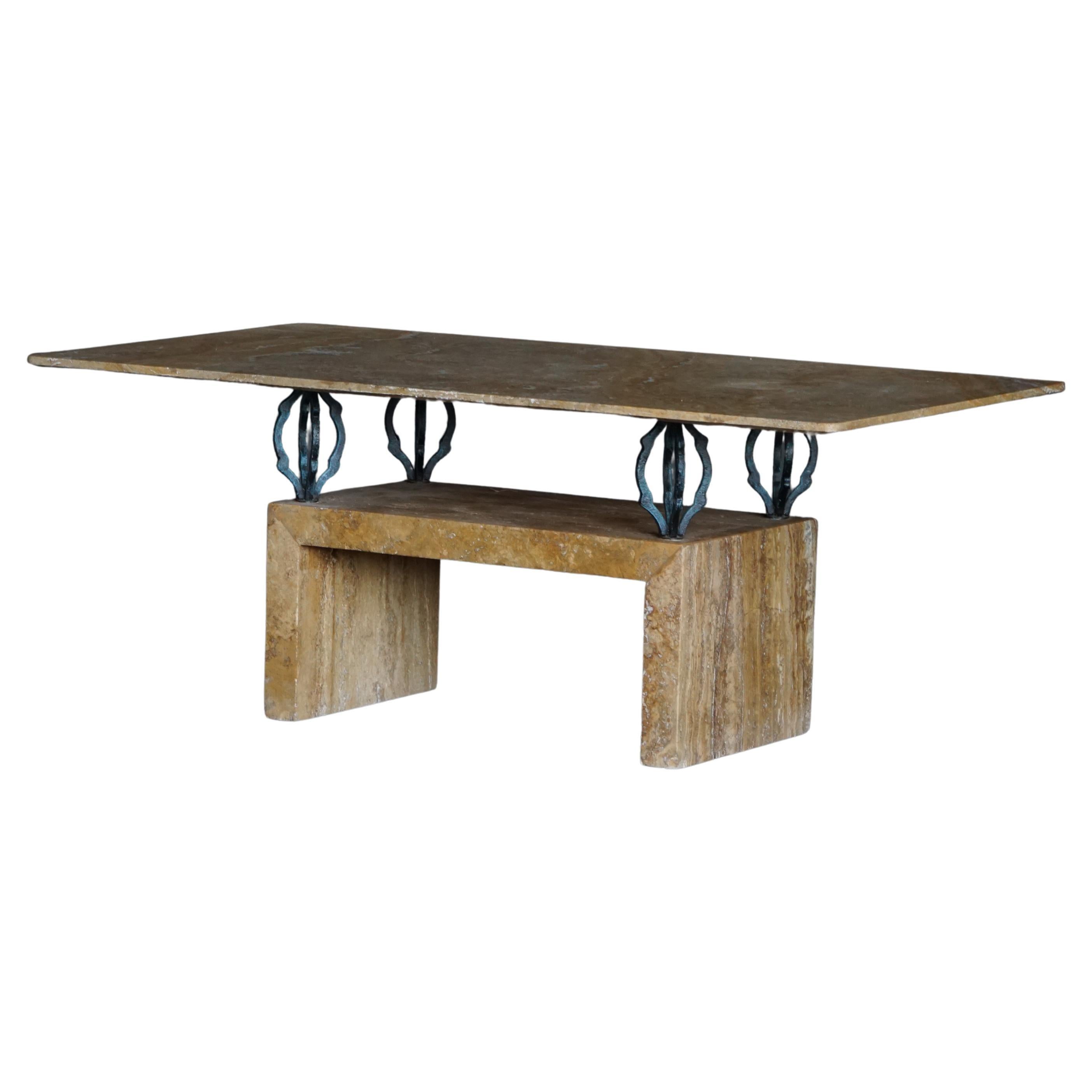 Mid Century Rectangular Marble Coffee Table, Made in Italy, 1970s