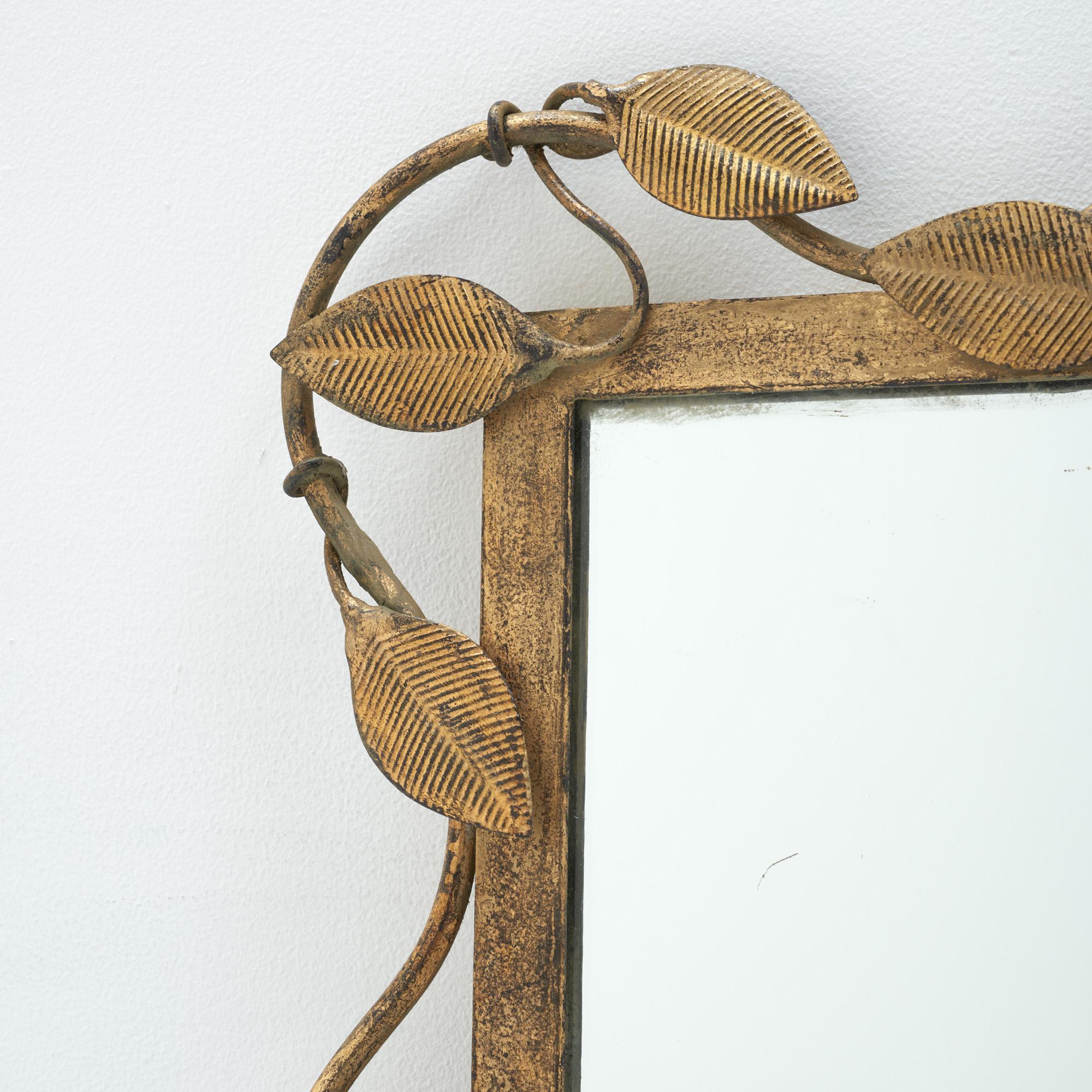 Mid-Century Modern Midcentury Rectangular Mirror in Brass Leaf