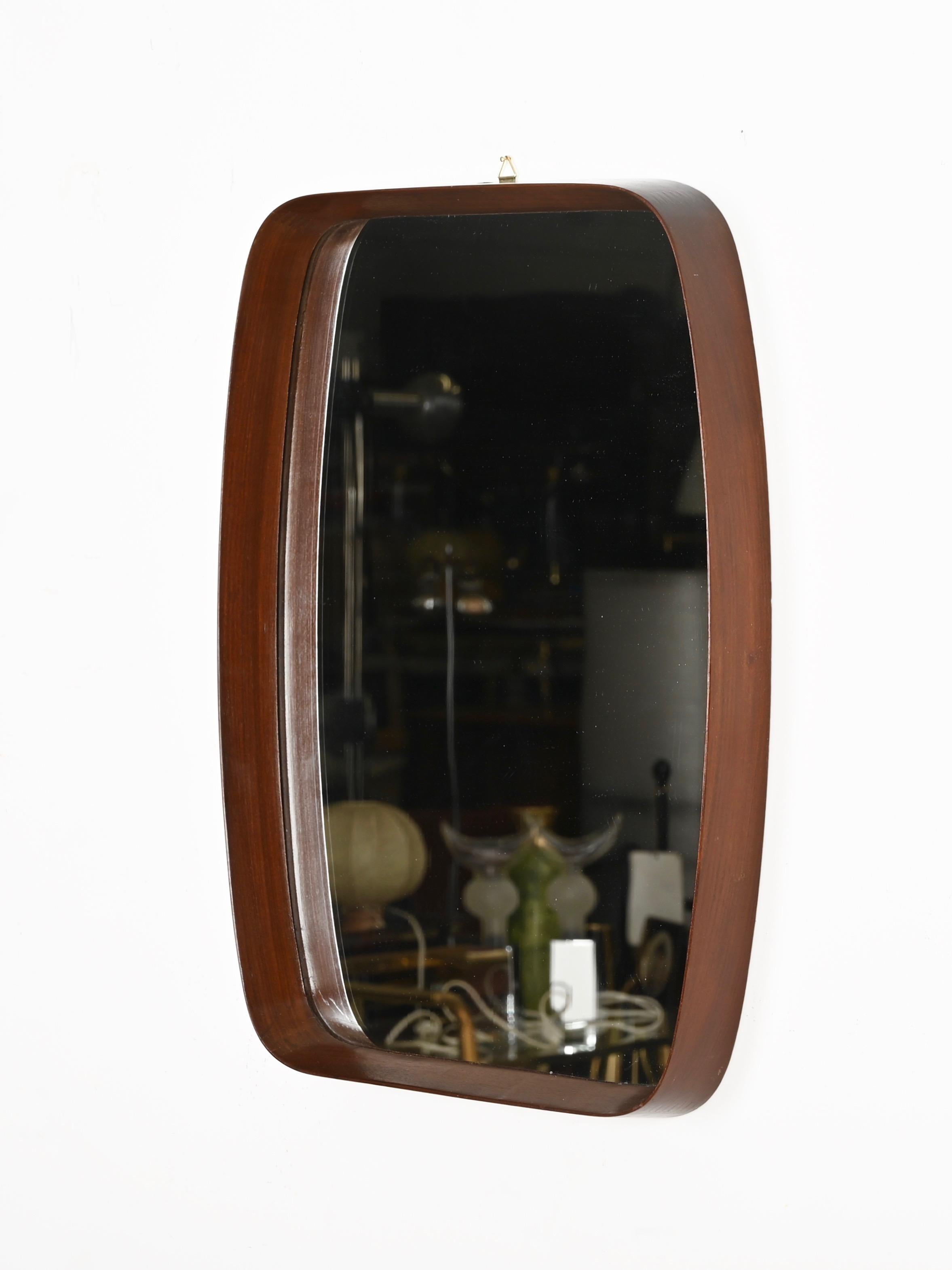 Mid-Century Rectangular Mirror in Teak by Campo & Graffi, Italy 1960s For Sale 4