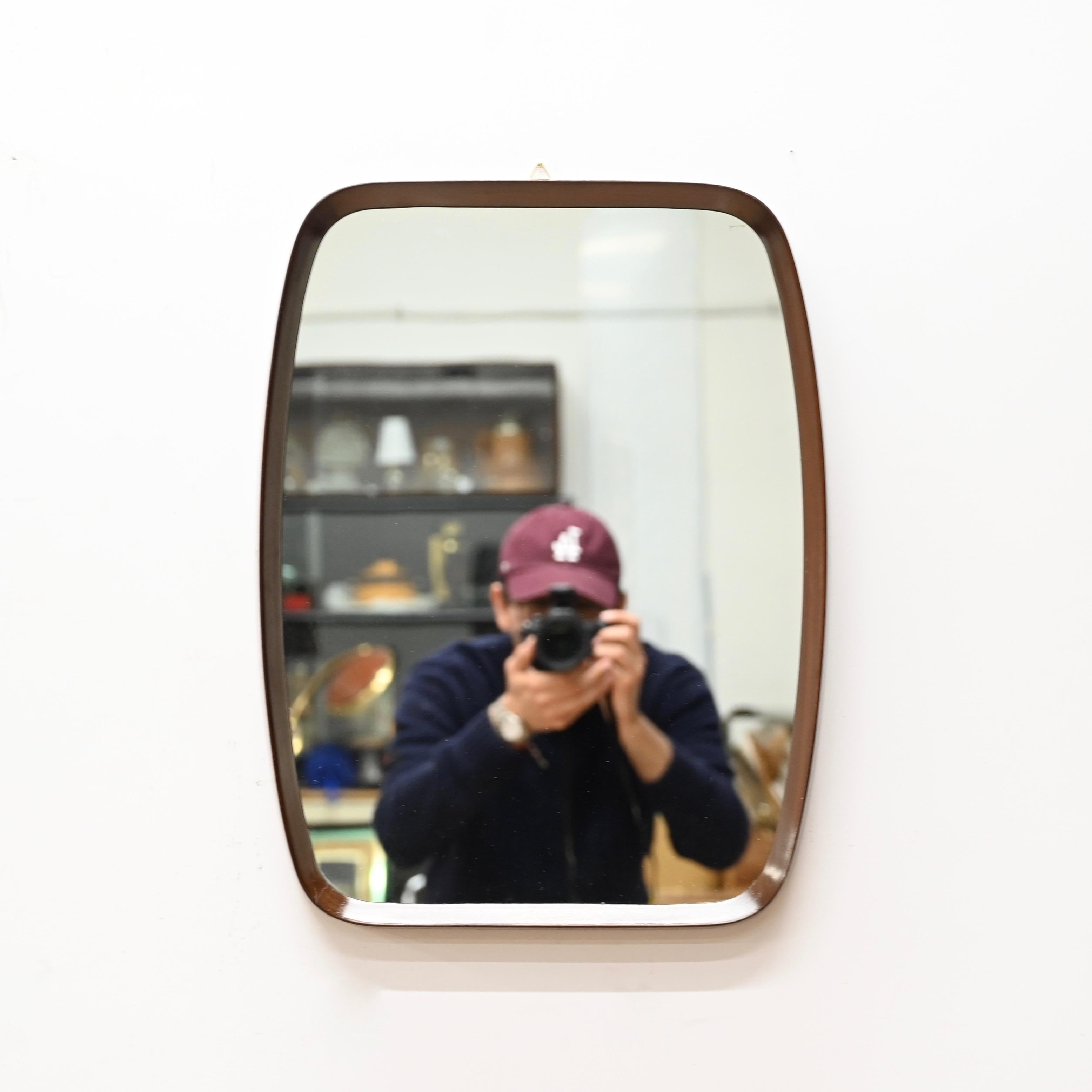 Mid-Century Modern Mid-Century Rectangular Mirror in Teak by Campo & Graffi, Italy 1960s For Sale
