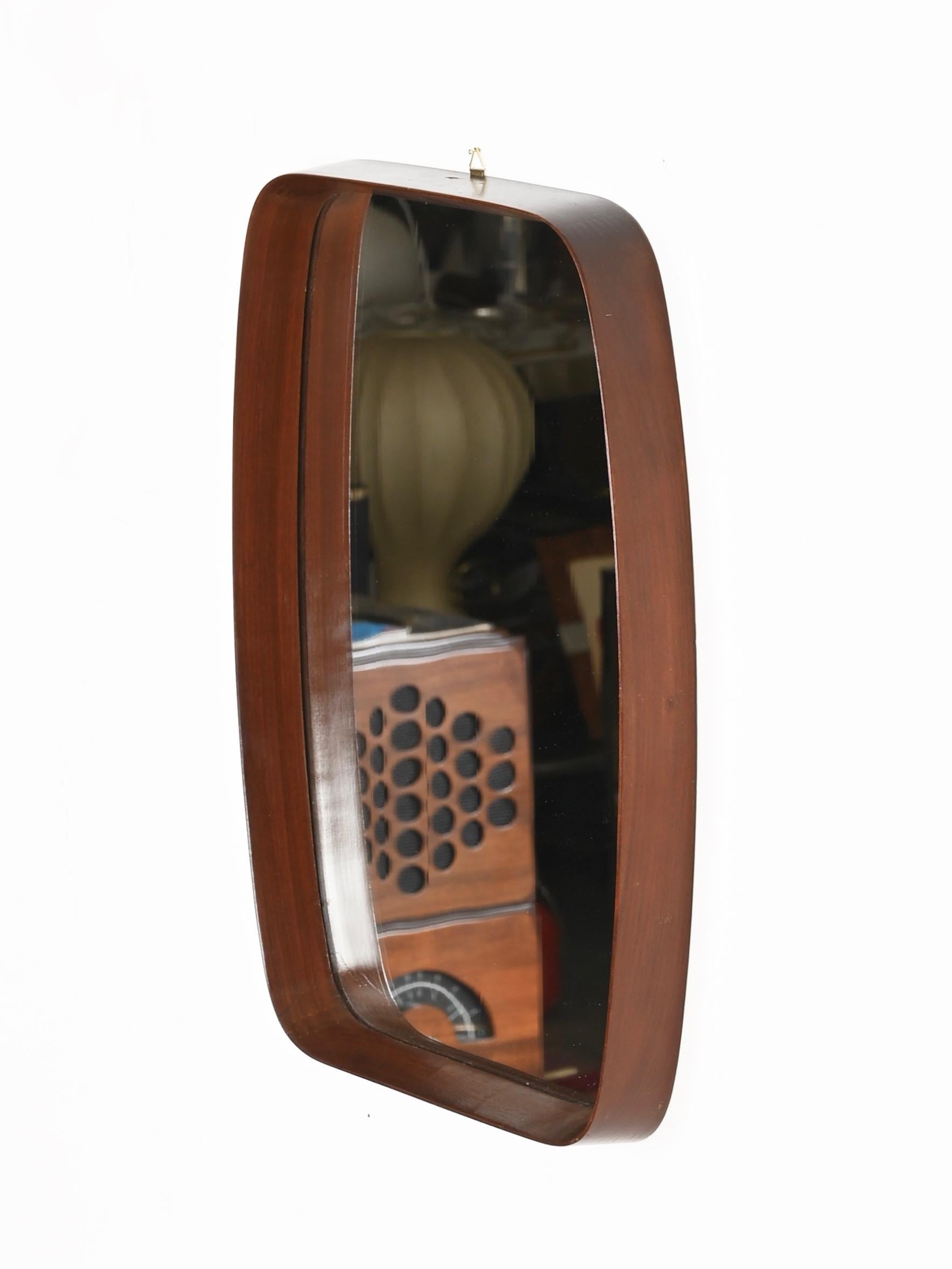 Italian Mid-Century Rectangular Mirror in Teak by Campo & Graffi, Italy 1960s For Sale