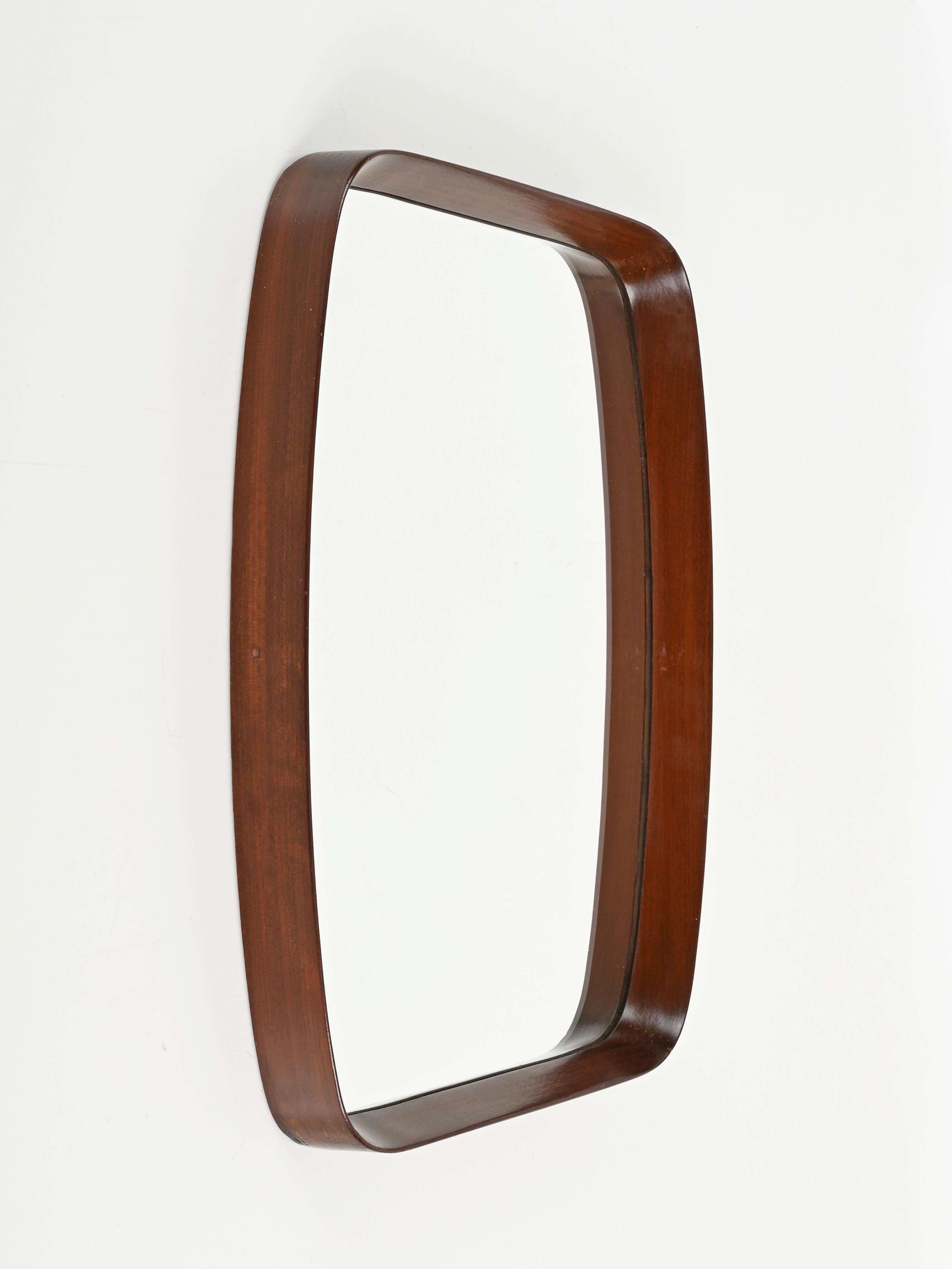 Hand-Crafted Mid-Century Rectangular Mirror in Teak by Campo & Graffi, Italy 1960s For Sale