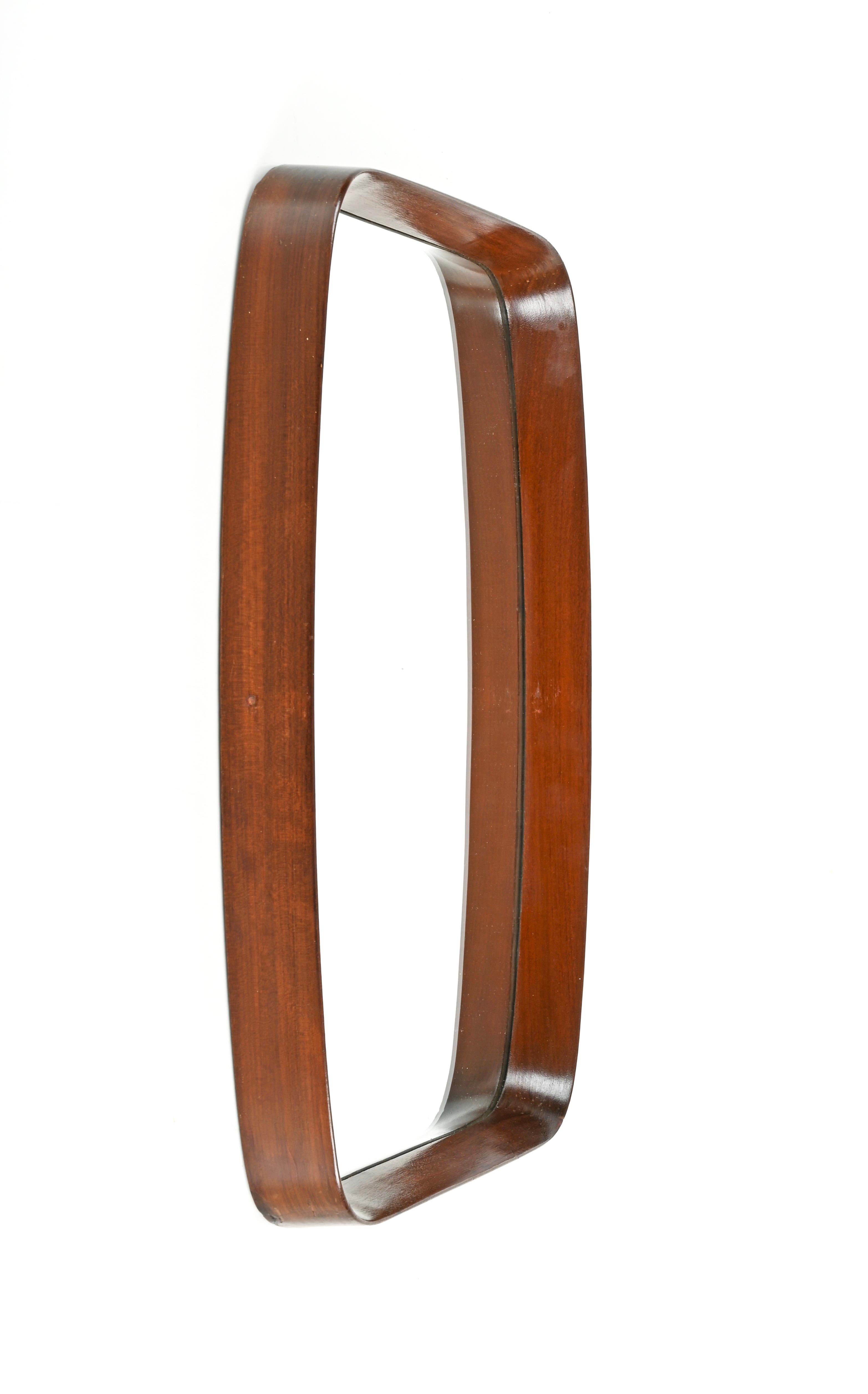 Mid-Century Rectangular Mirror in Teak by Campo & Graffi, Italy 1960s In Good Condition For Sale In Roma, IT
