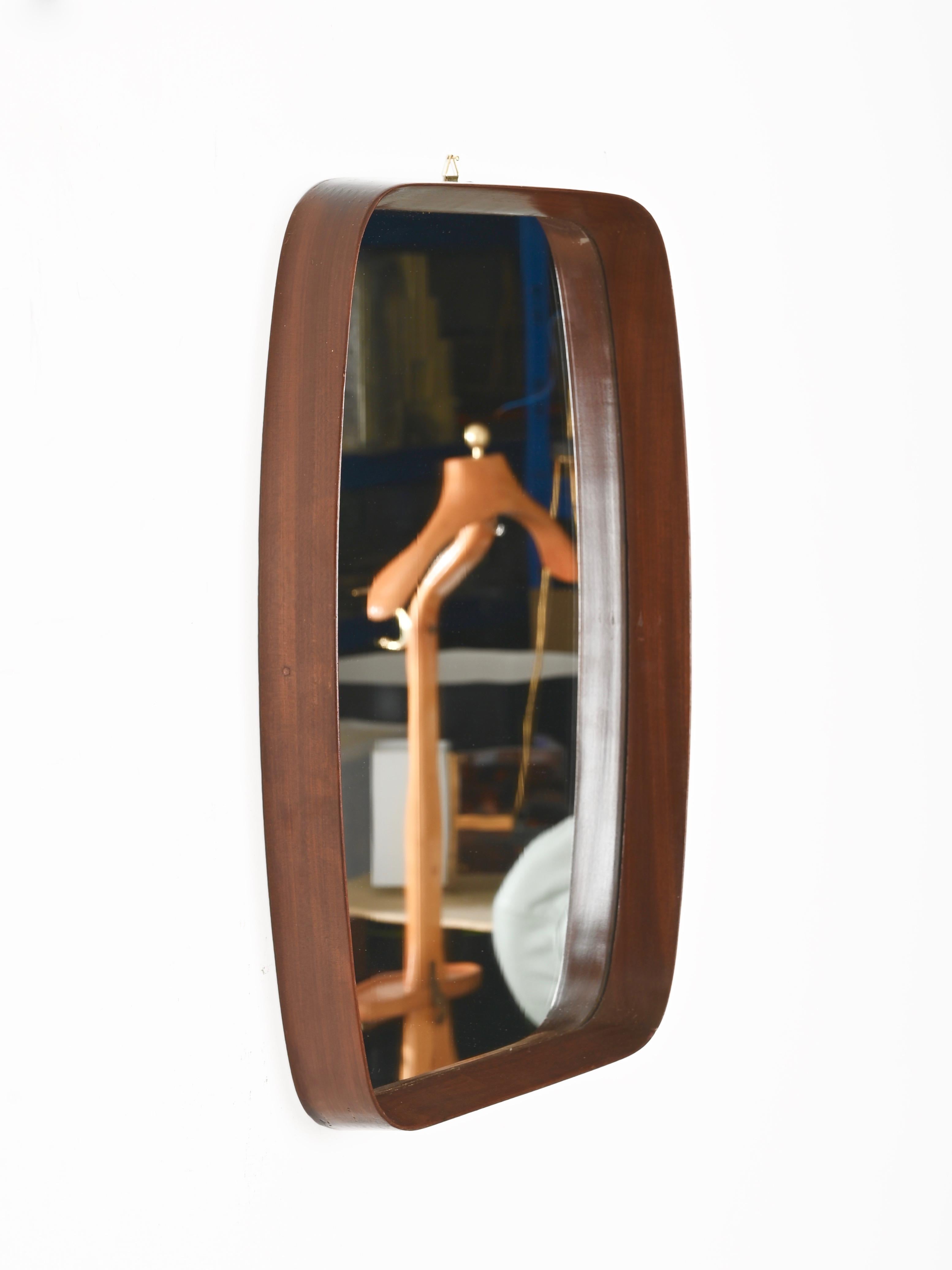 20th Century Mid-Century Rectangular Mirror in Teak by Campo & Graffi, Italy 1960s For Sale