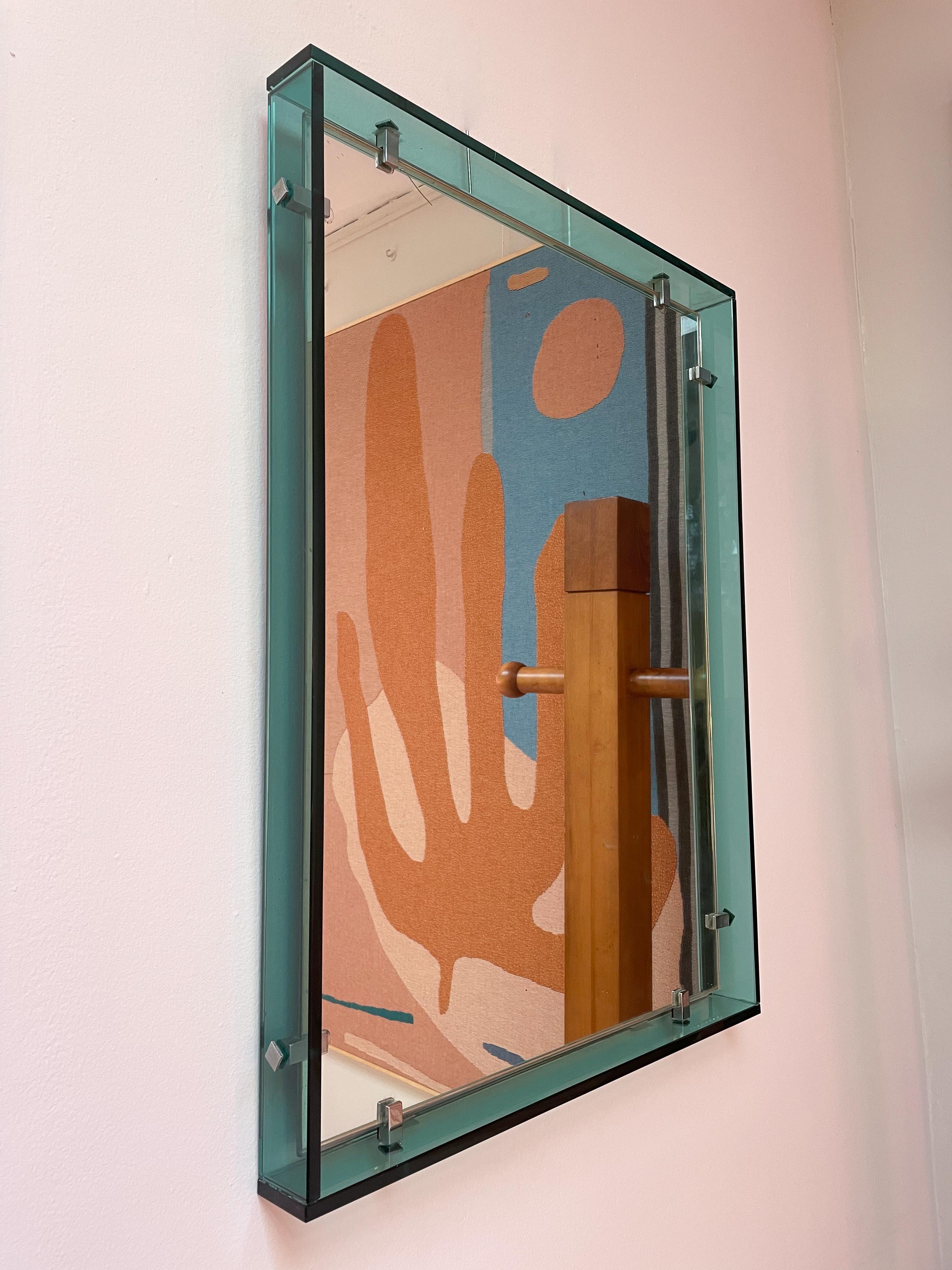 Glass Mid-Century Rectangular Mirror Model 2014 by Max Ingrand for Fontana Arte, 1960