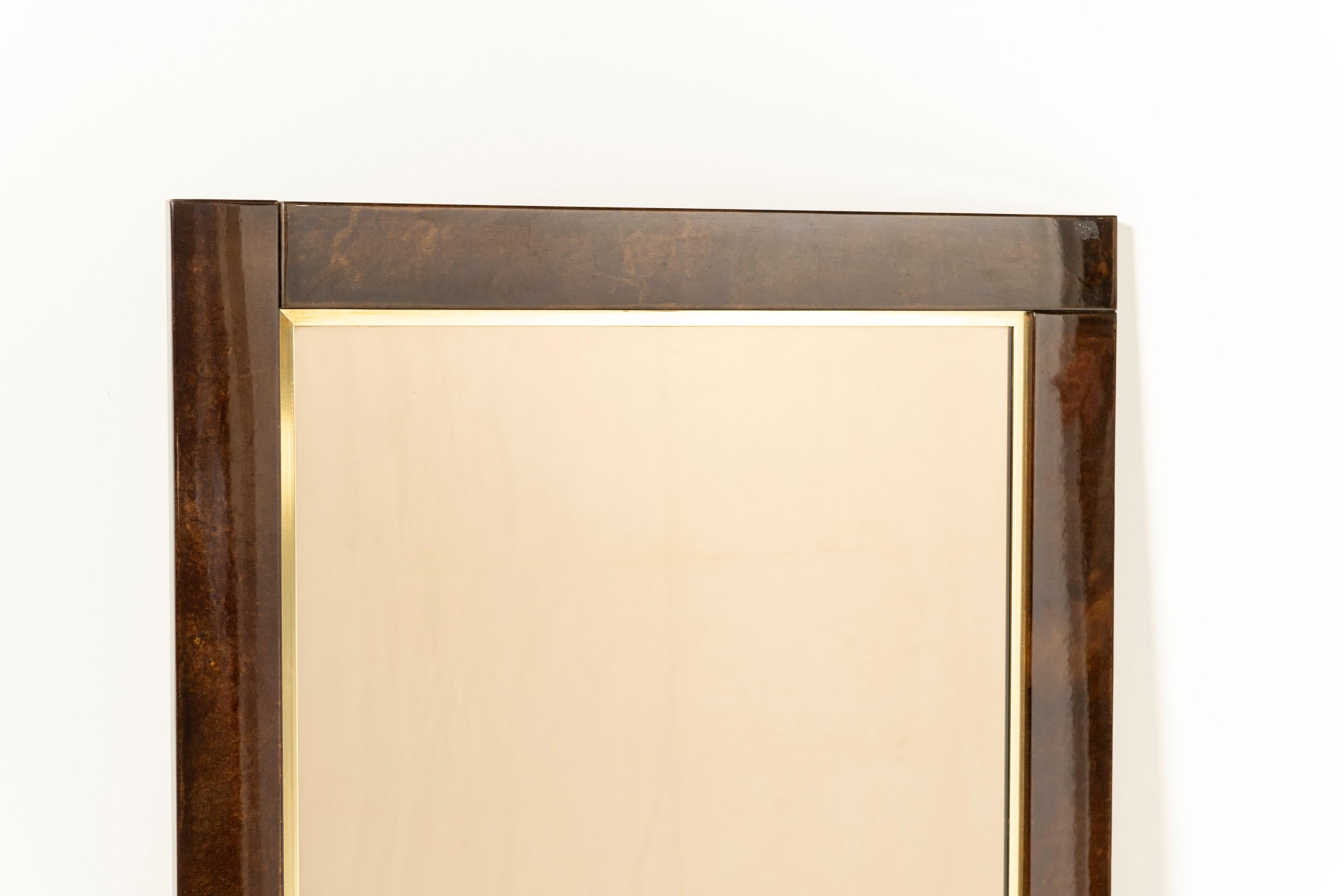 Miroir rectangulaire du milieu du siècle avec cadre en parchemin émaillé, Italie, 1960 en vente 1