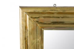 Mid-Century Rectangular Ogee Brass Veneer Bistro Wall Mirror