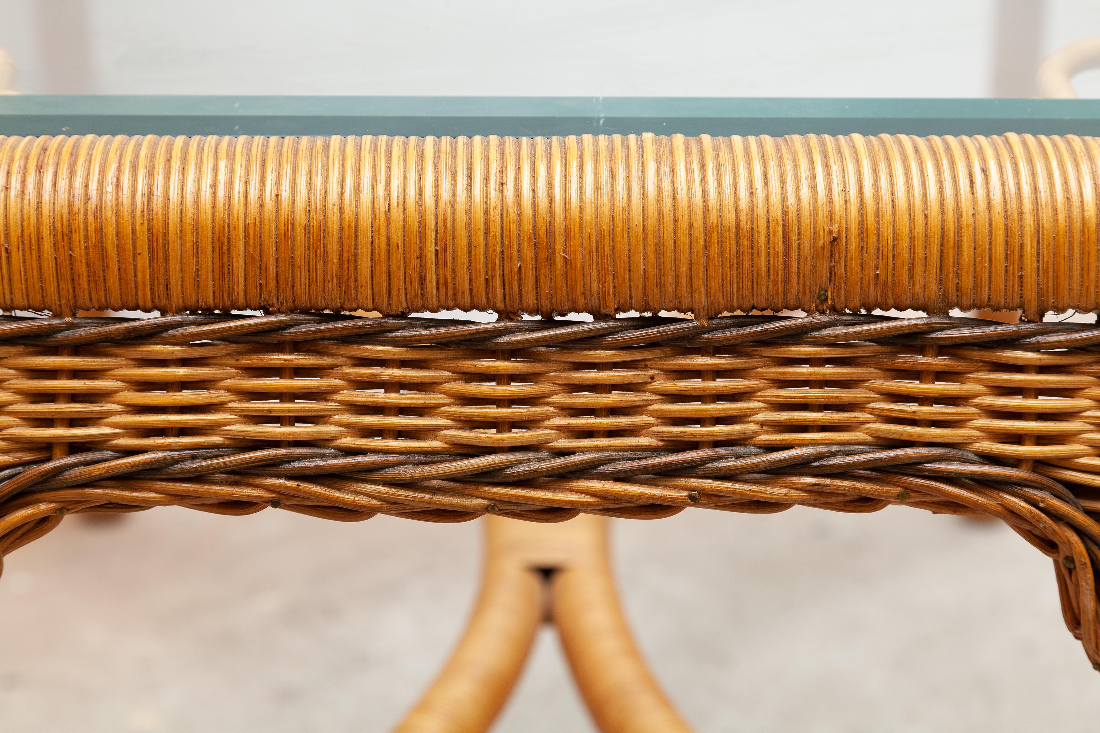 Midcentury Rectangular Rattan Coffee Table, 1970s, France In Good Condition In Antwerp, BE