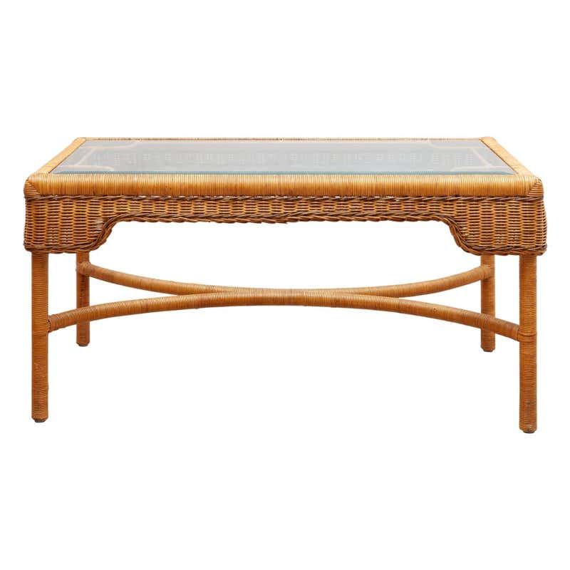 Midcentury Rectangular Rattan Coffee Table, 1970s, France at 1stDibs ...