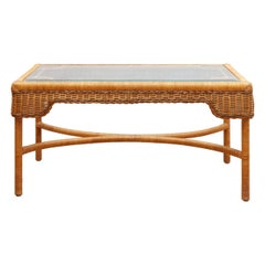 Midcentury Rectangular Rattan Coffee Table, 1970s, France