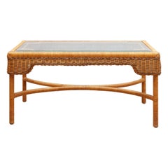 Midcentury Rectangular Rattan Coffee Table, 1970s, France