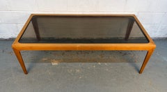 Mid-Century Rectangular Smoked Glass Coffee Table