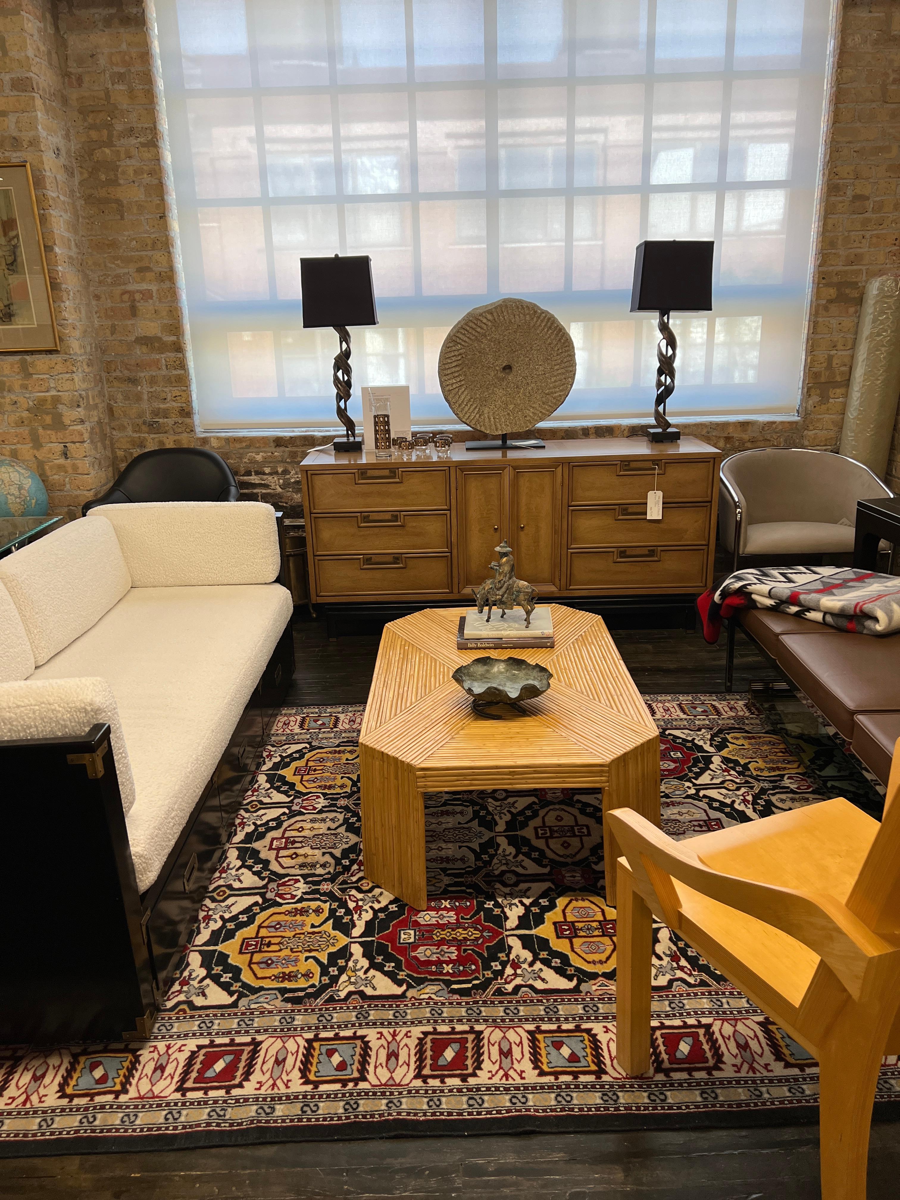 Mid-Century Rectangular Spilt Reed Coffee Table 3