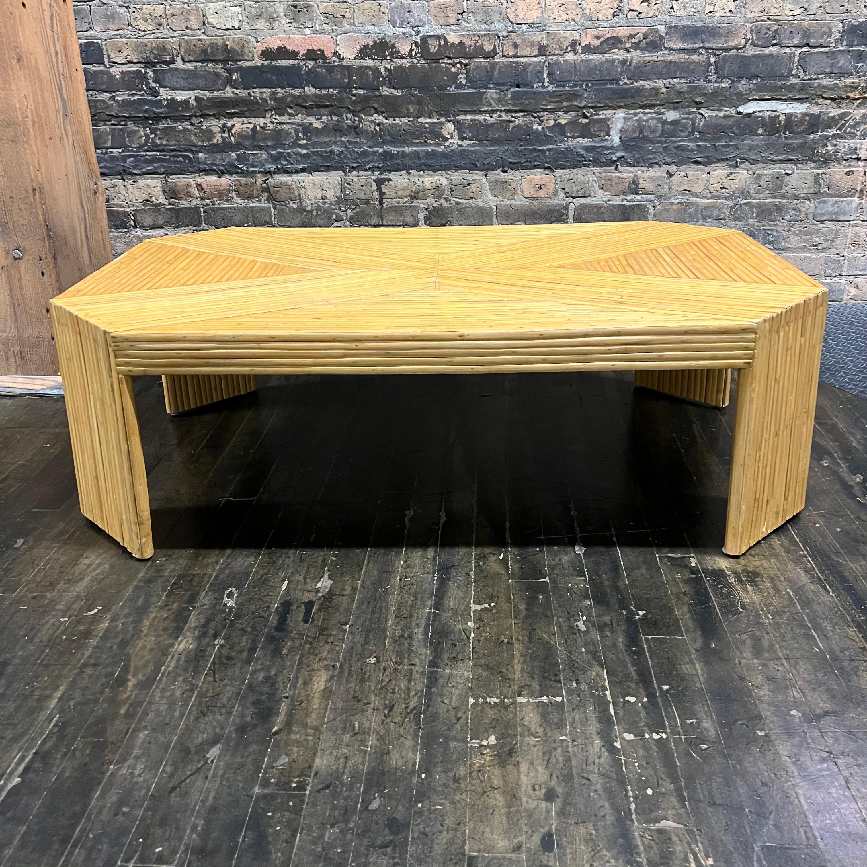 Mid-Century Modern Mid-Century Rectangular Spilt Reed Coffee Table