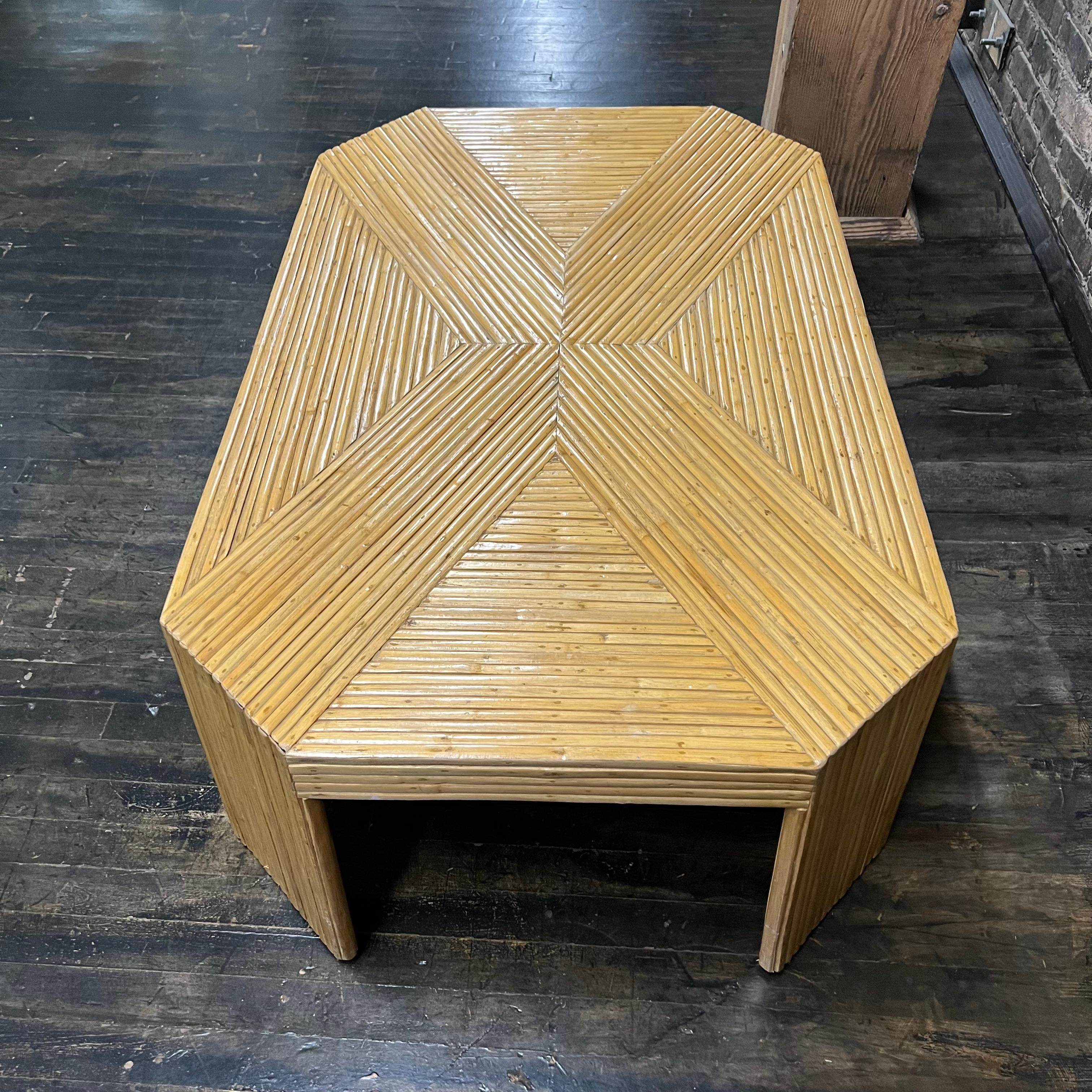 Unknown Mid-Century Rectangular Spilt Reed Coffee Table