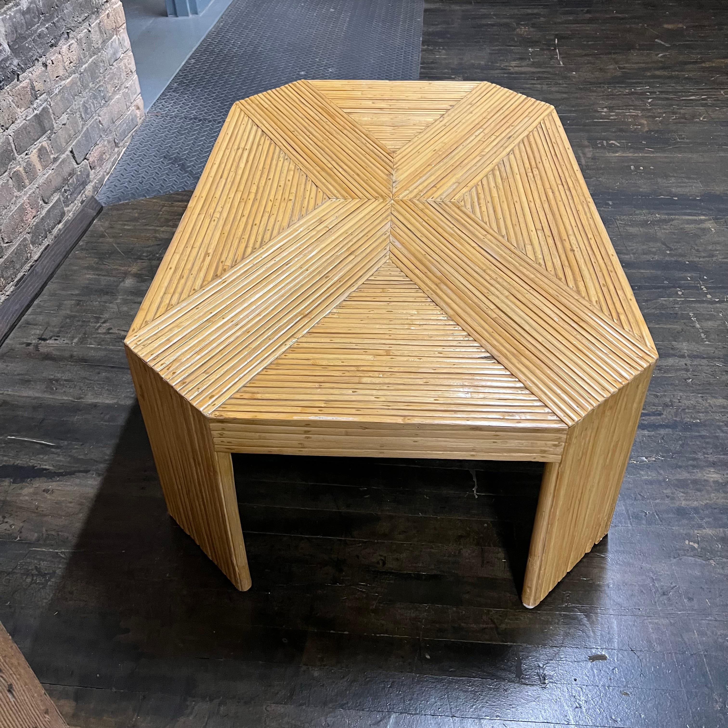 Bamboo Mid-Century Rectangular Spilt Reed Coffee Table