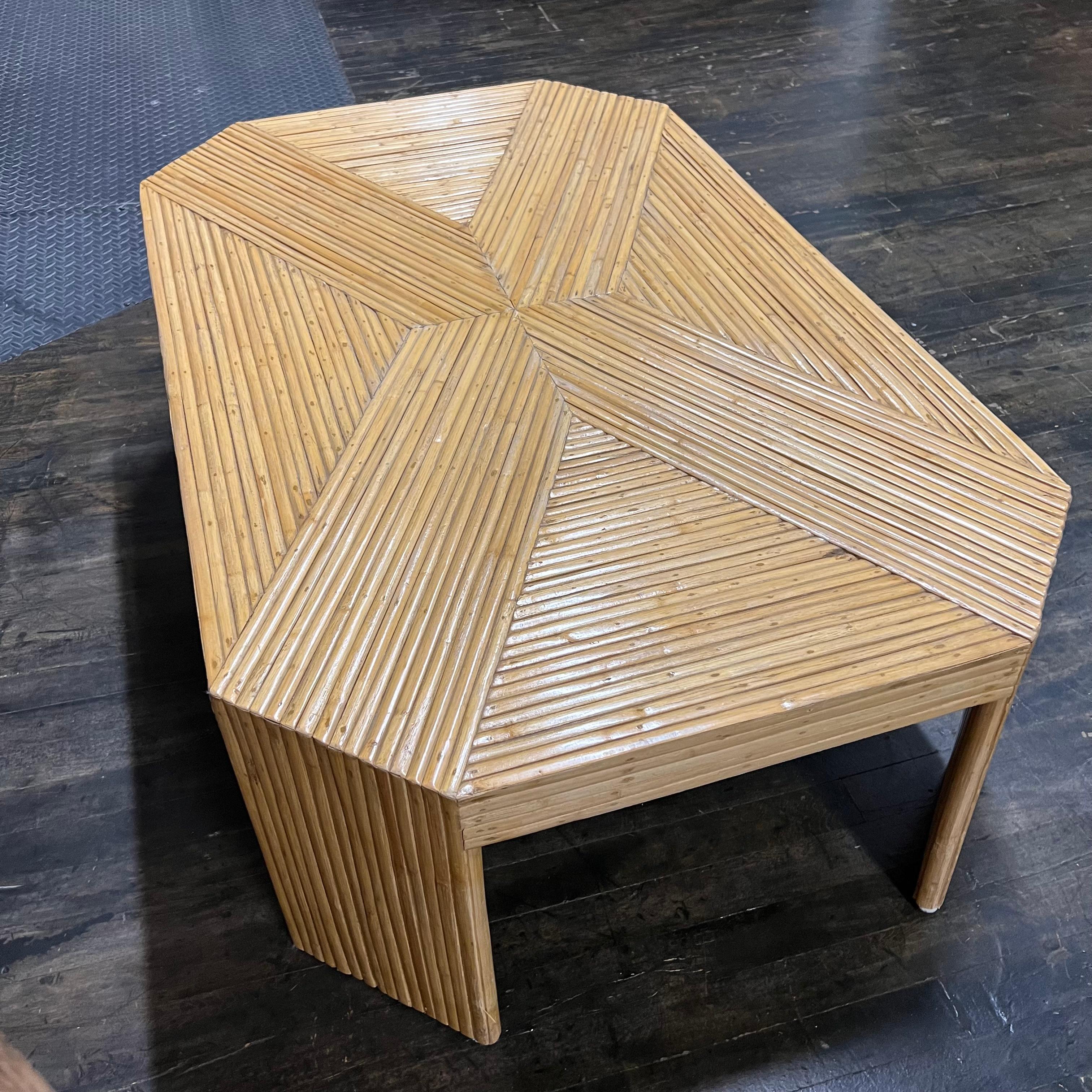 Mid-Century Rectangular Spilt Reed Coffee Table 1