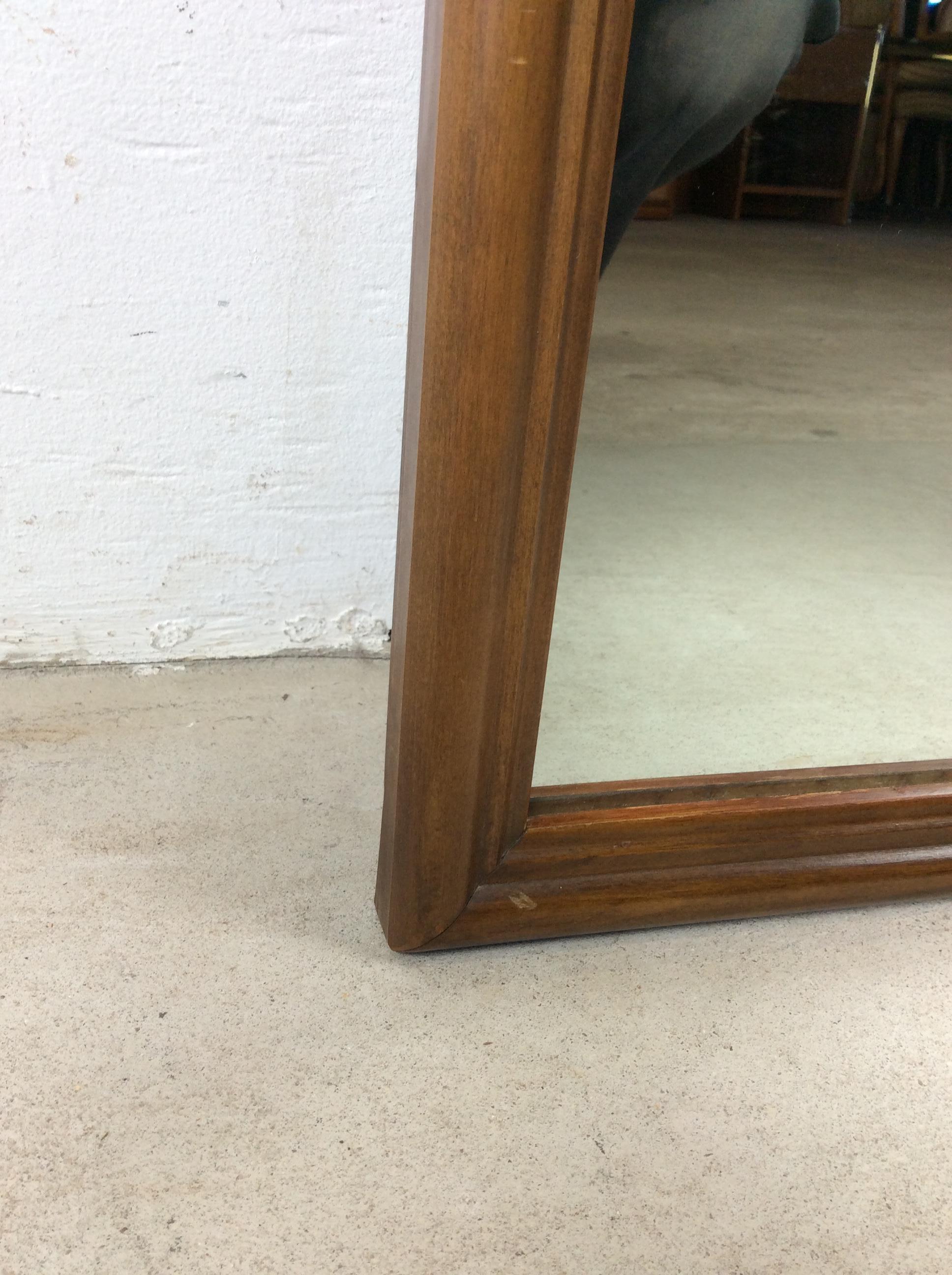 Mid Century Rectangular Wall Mirror with Rounded Walnut Frame For Sale ...