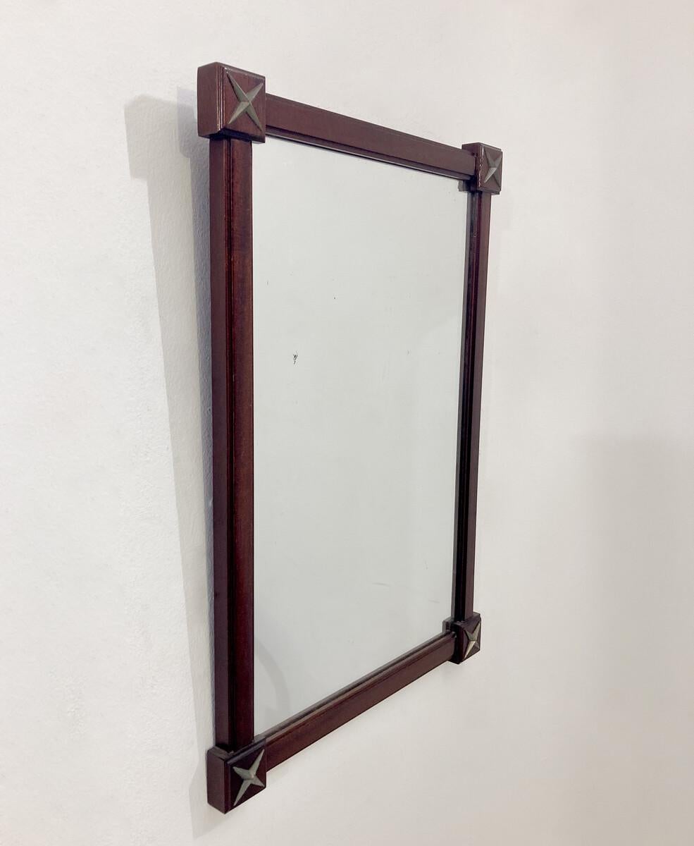 Miroir rectangulaire en bois du milieu du siècle Bon état - En vente à Brussels, BE