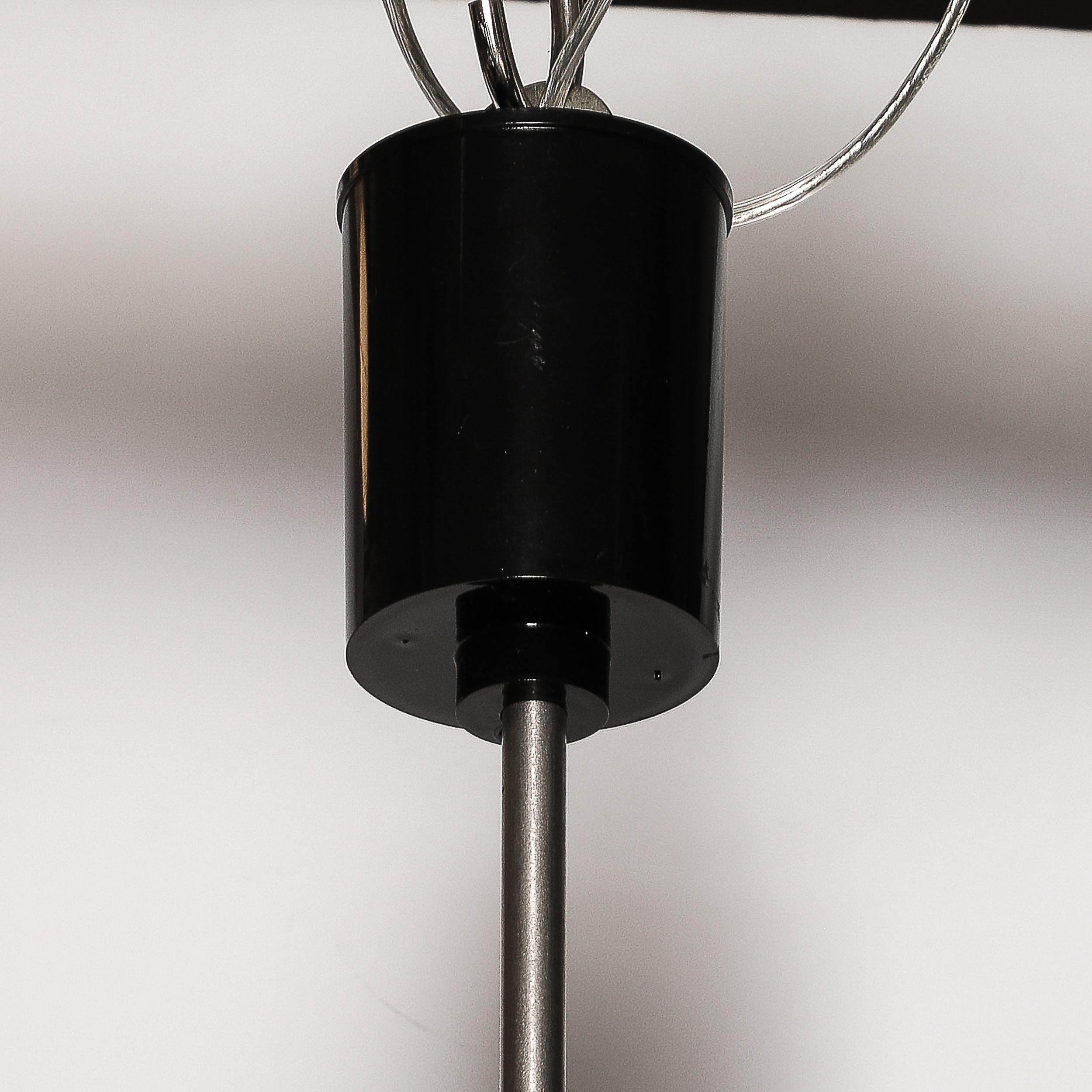 Lampadario rettilineo di metà secolo in vetro tagliato e nichel di Kamenicky Senov in vendita 8