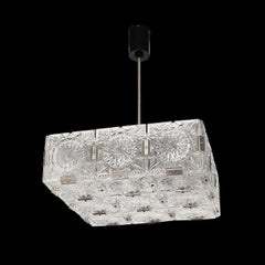 Rechteckiger Kronleuchter aus geschliffenem Glas und Nickel mit Clip aus der Mitte des Jahrhunderts von Kamenicky Senov