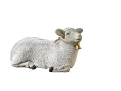 Mid Century Recumbent Papier Mache Sheep Sculpture