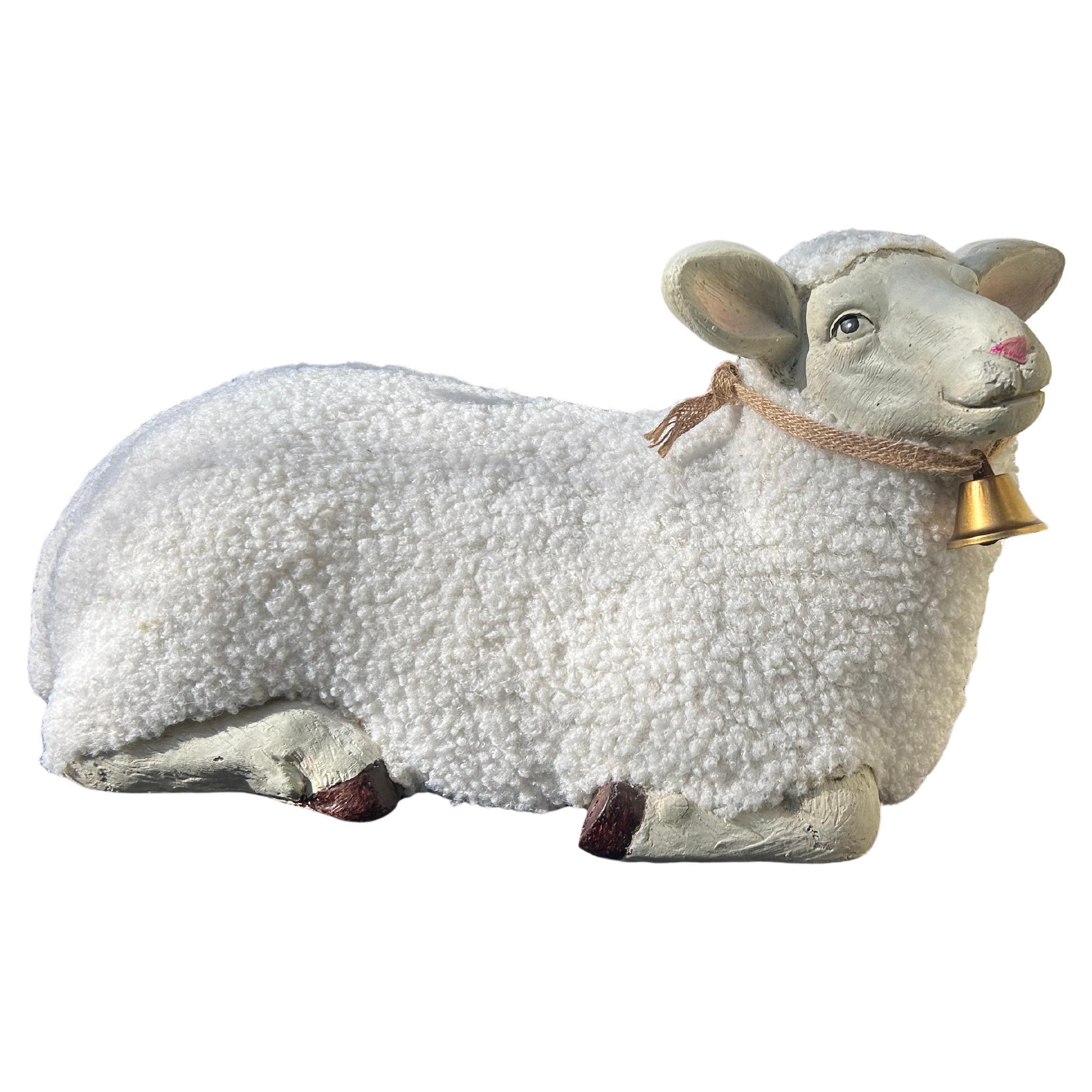 Mid Century Recumbent Papier Mache Sheep Sculpure