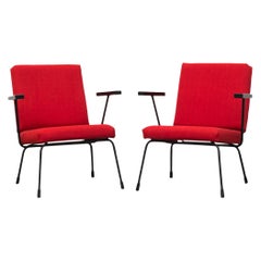 Sedie da salotto rosse "1401" di metà secolo di Wim Rietveld per Gispen, set di due sedie