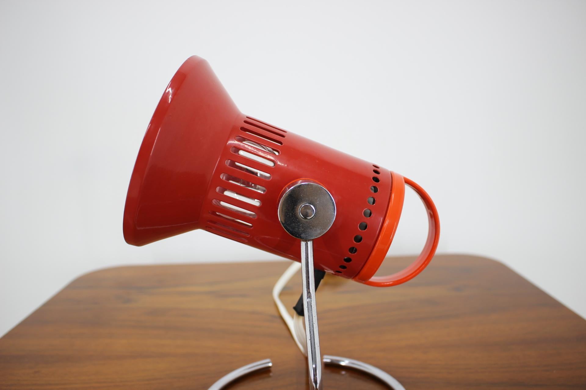 Czech Midcentury Red Adjustable Table Lamp, 1980s