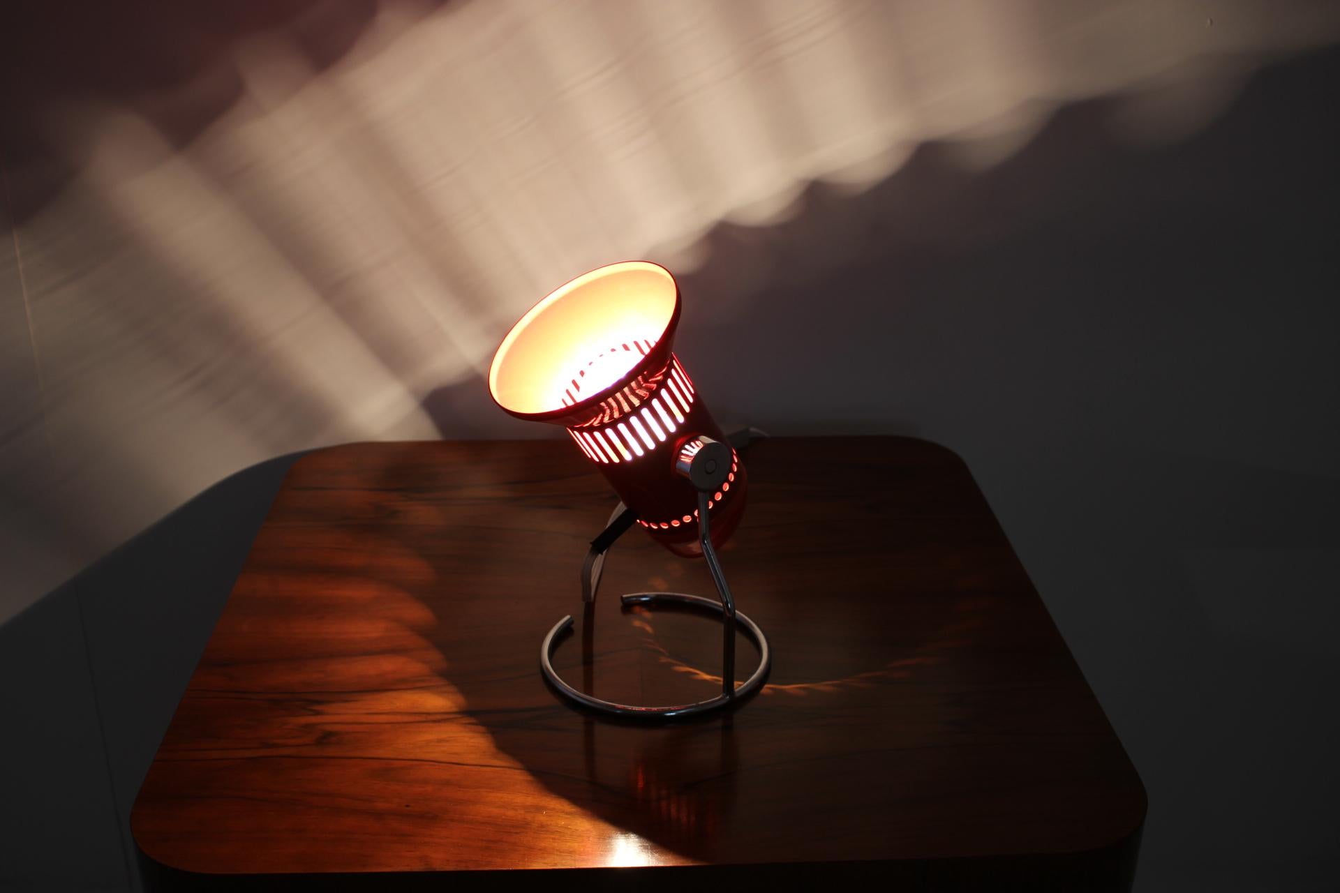 Metal Midcentury Red Adjustable Table Lamp, 1980s