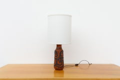 Mid-Century Red and Black Ceramic Table Lamp with Swirl Design