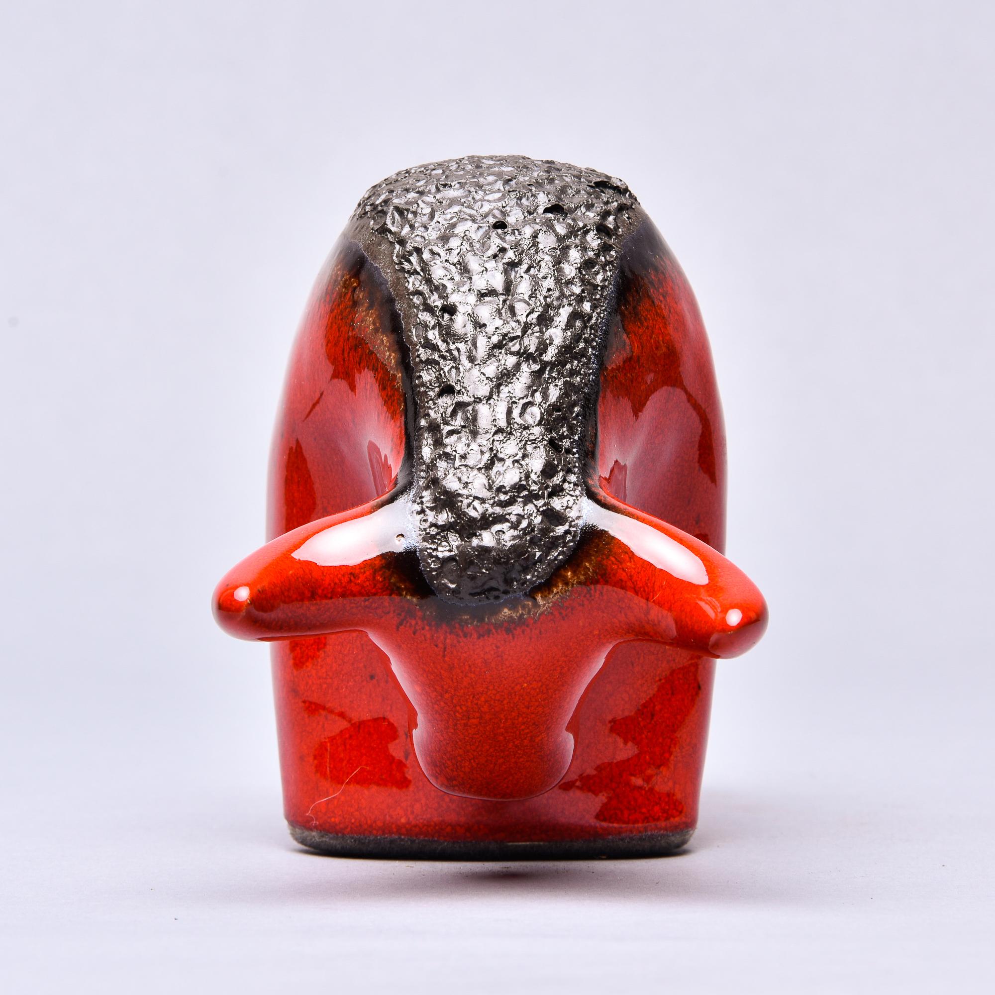 Mid-Century Modern Mid Century Red and Black Lava Style Ceramic Bull