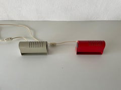 Mid-century Red and Grey Pair of Metal Table Lamps, 1950s, Germany