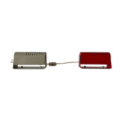Mid-century Red and Grey Pair of Metal Table Lamps, 1950s, Germany