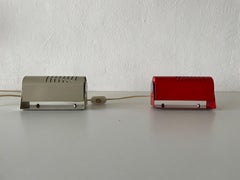 Mid-century Red and Grey Pair of Metal Table Lamps, 1950s, Germany