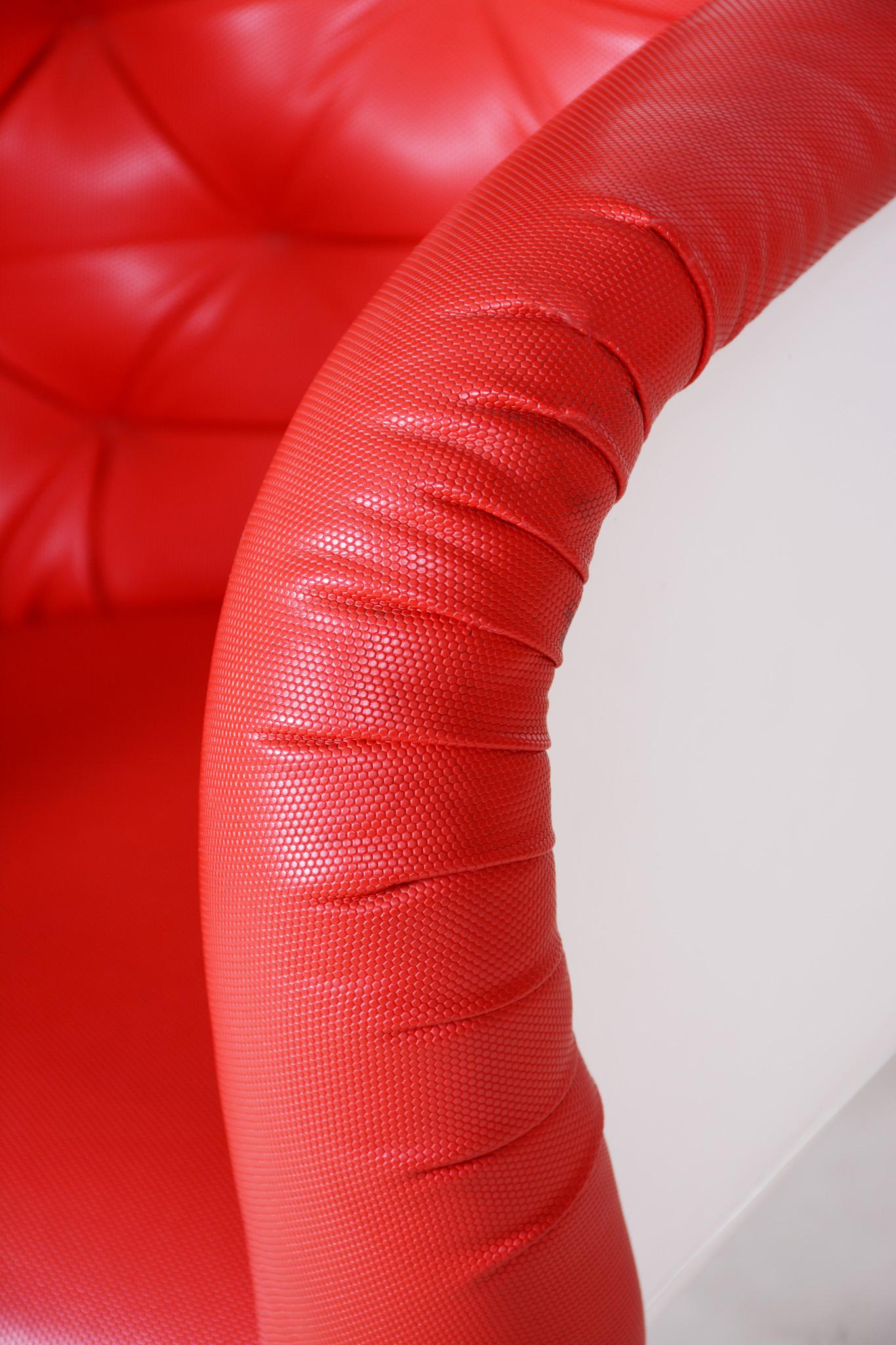 Mid-Century Red and White Armchair, Original Condition, Czechia, 1960s For Sale 5