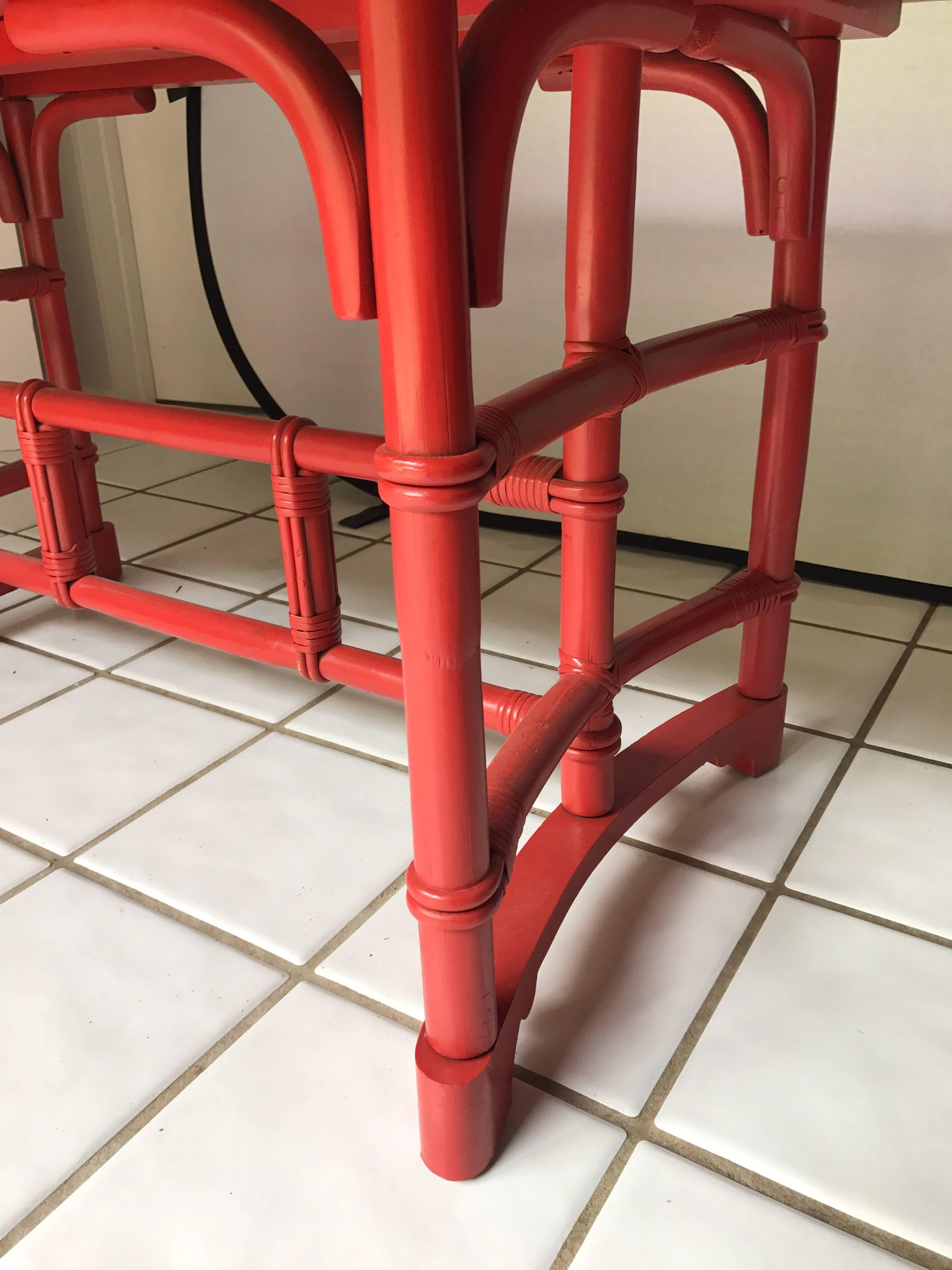 red bamboo chair