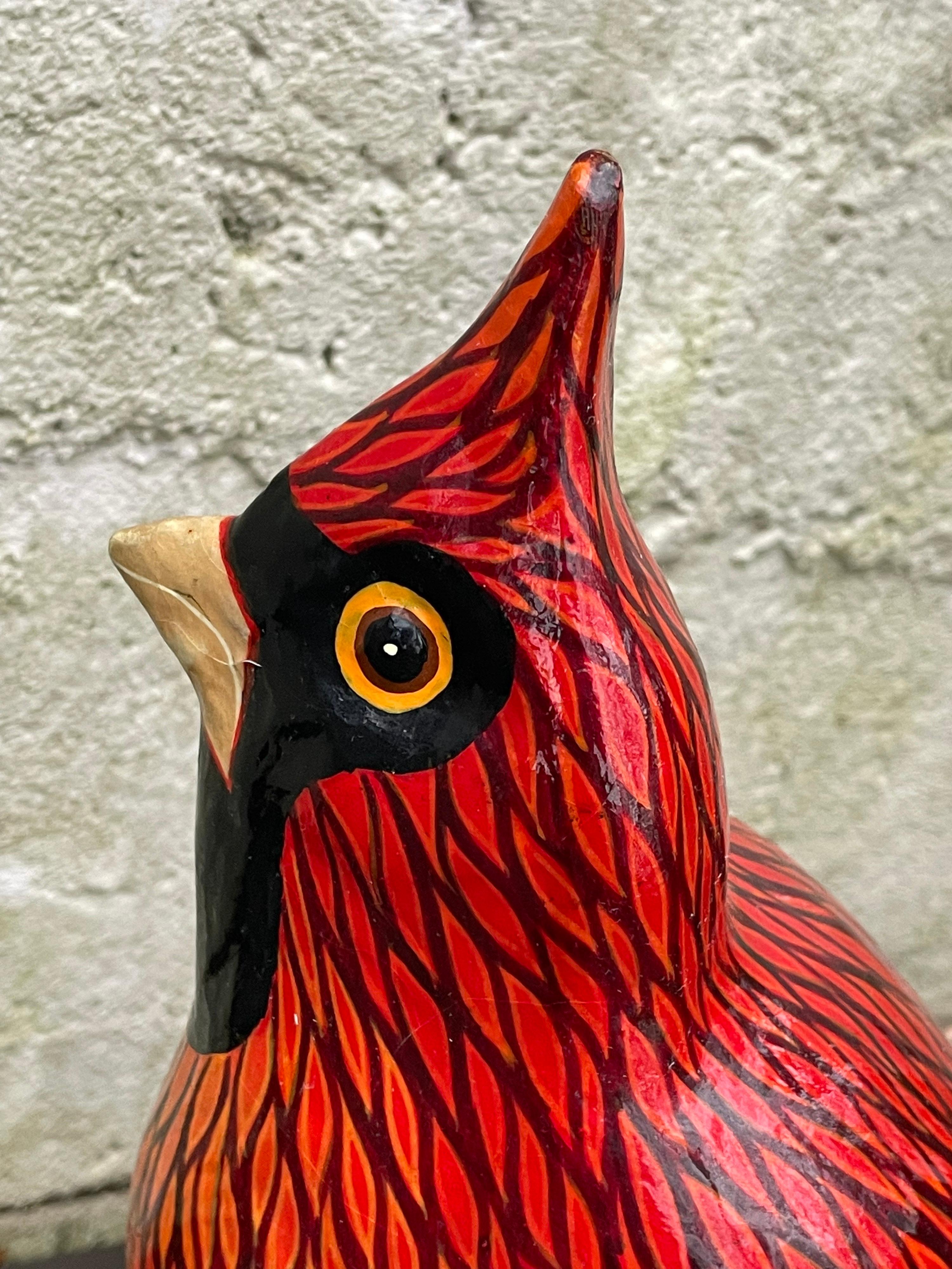 Mid-Century Modern Mid Century Red Cardinal Bird Sculpture by Mexican Artist Sergio Bustamante For Sale