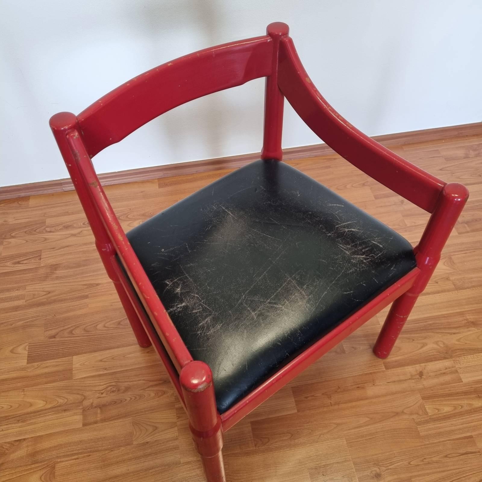 Mid-Century Modern Mid-Century Red Carimate Armchair by Vico Magistretti for Cassina, Italy, 60s For Sale