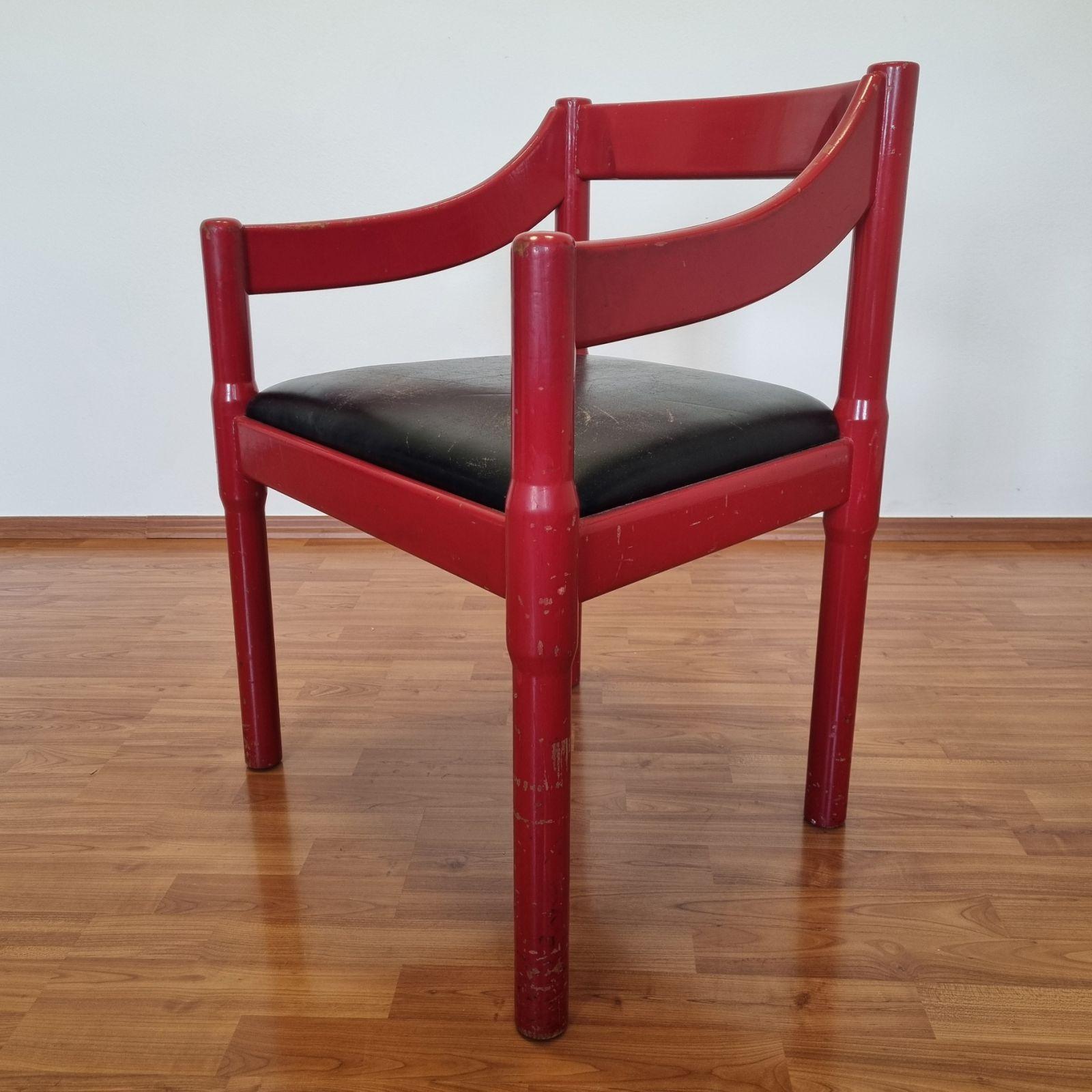 Mid-20th Century Mid-Century Red Carimate Armchair by Vico Magistretti for Cassina, Italy, 60s For Sale