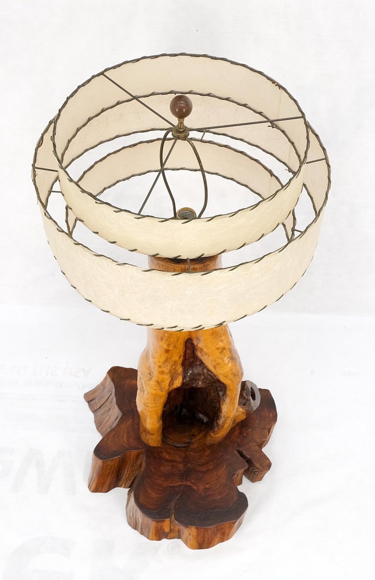 MidCentury Red Cedar Driftwood Style Base Table Lamp W/ Matching Shade