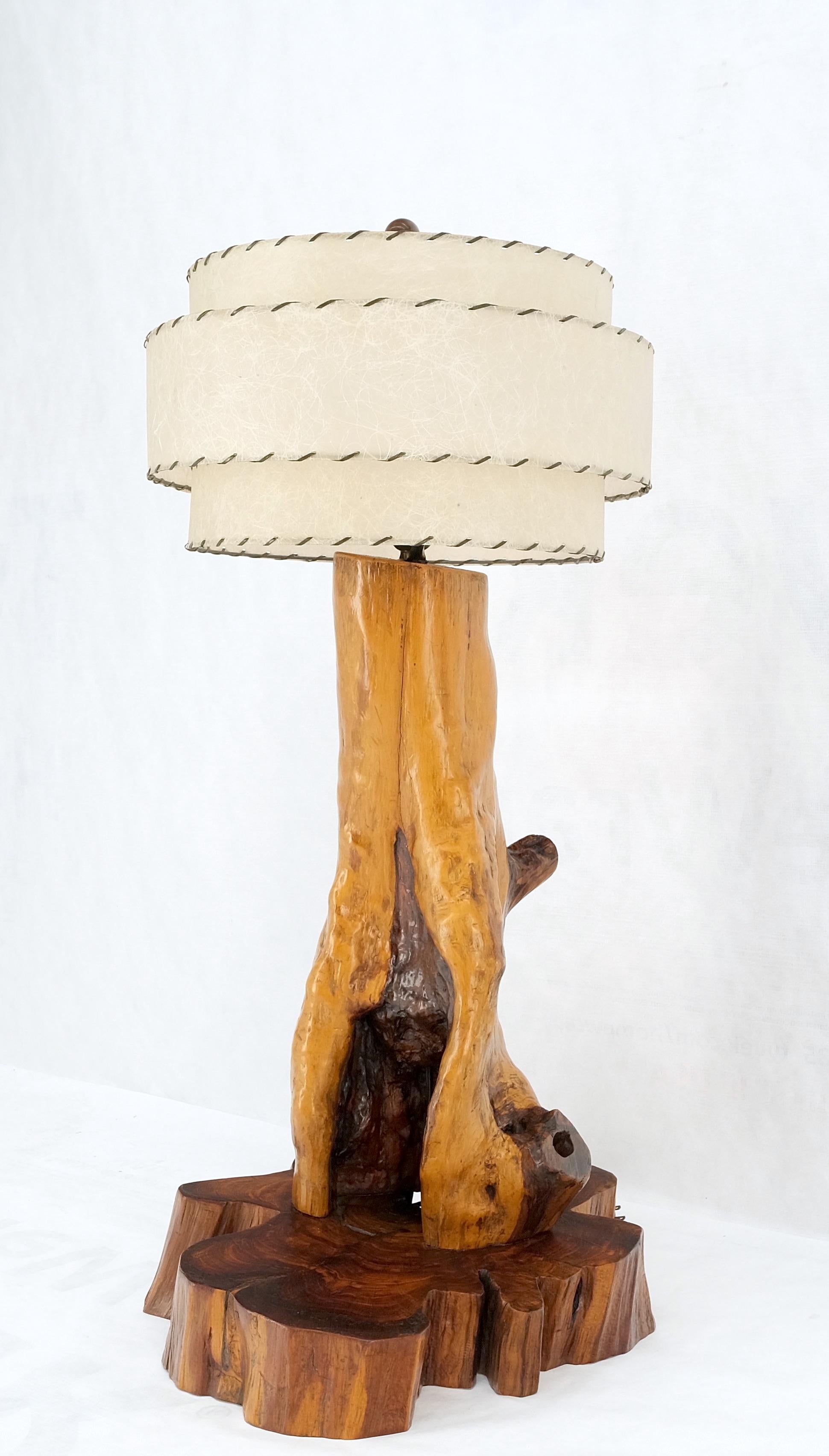 Mid-Century Red Cedar Driftwood Style Base Table Lamp W/ Matching Shade Mint! For Sale 4